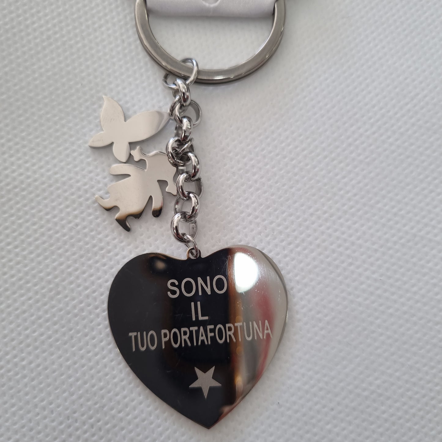 Portachiave Acciaio cuore varie scritte
