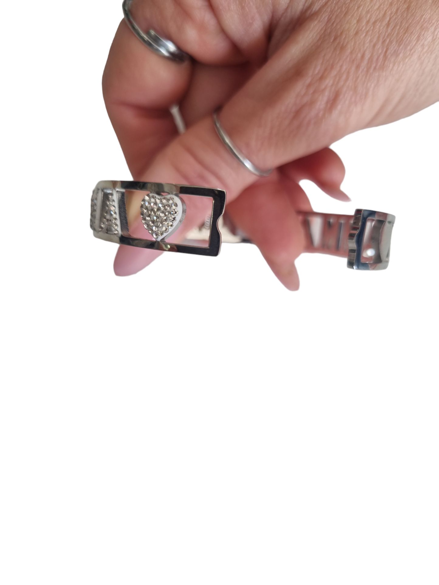 Bracciale a molla in acciaio con strass Mamma