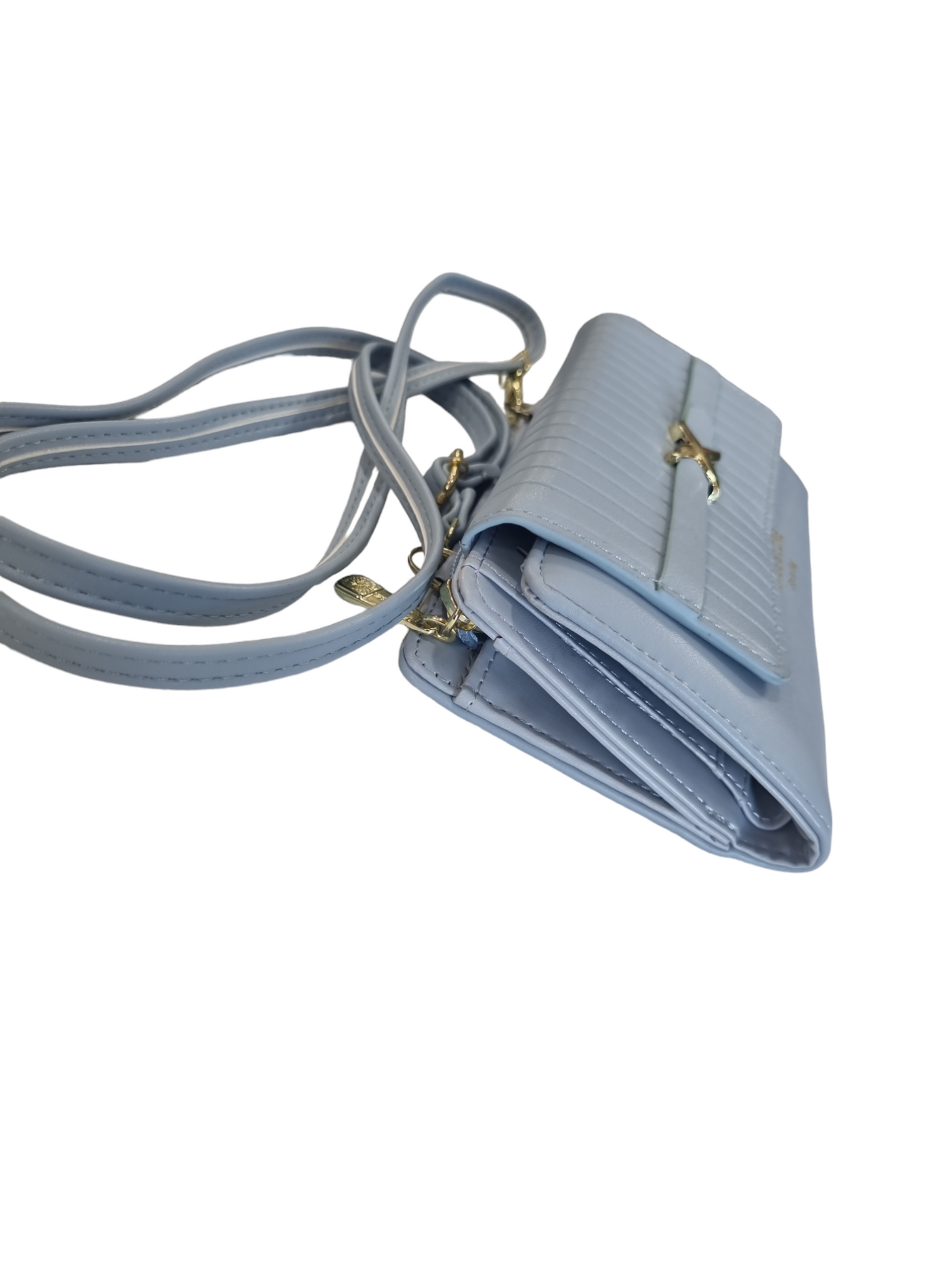 Portafogli tracolla donna celeste polvere beige