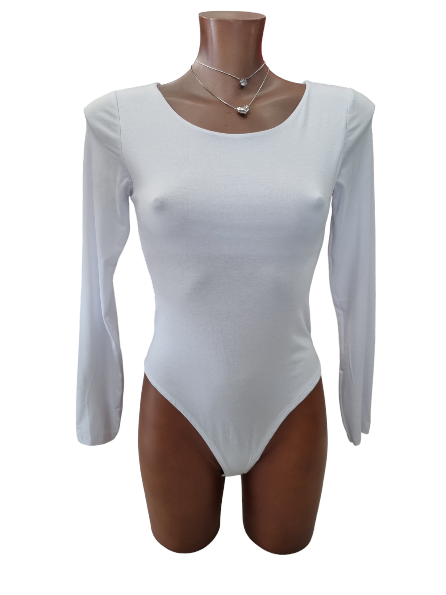 Body manica lunga BASIC viscosa bianco rosa verde acqua azzurro scollo rotondo