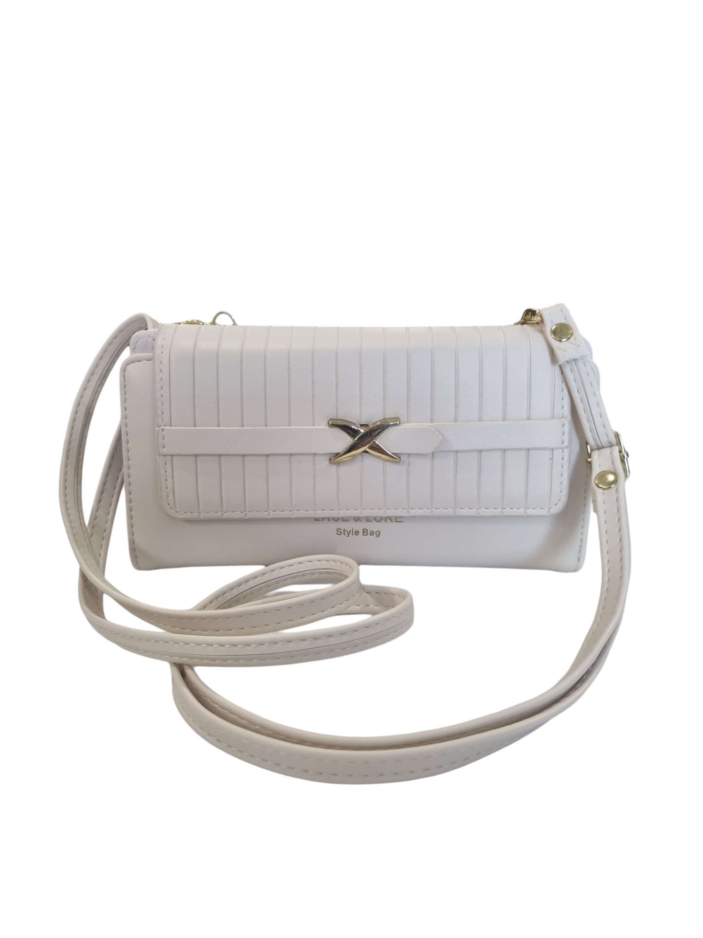 Portafogli tracolla donna celeste polvere beige