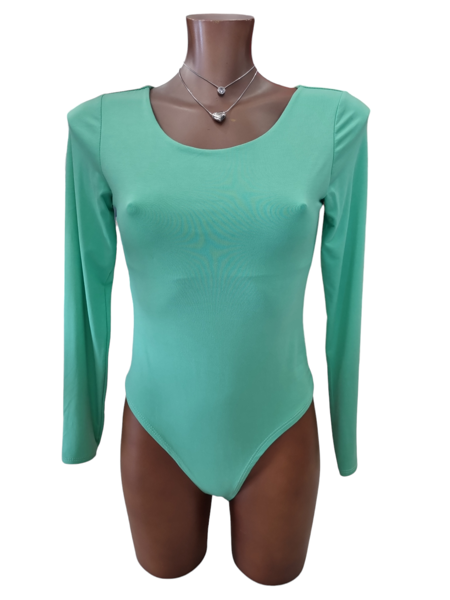 Body manica lunga BASIC viscosa bianco rosa verde acqua azzurro scollo rotondo