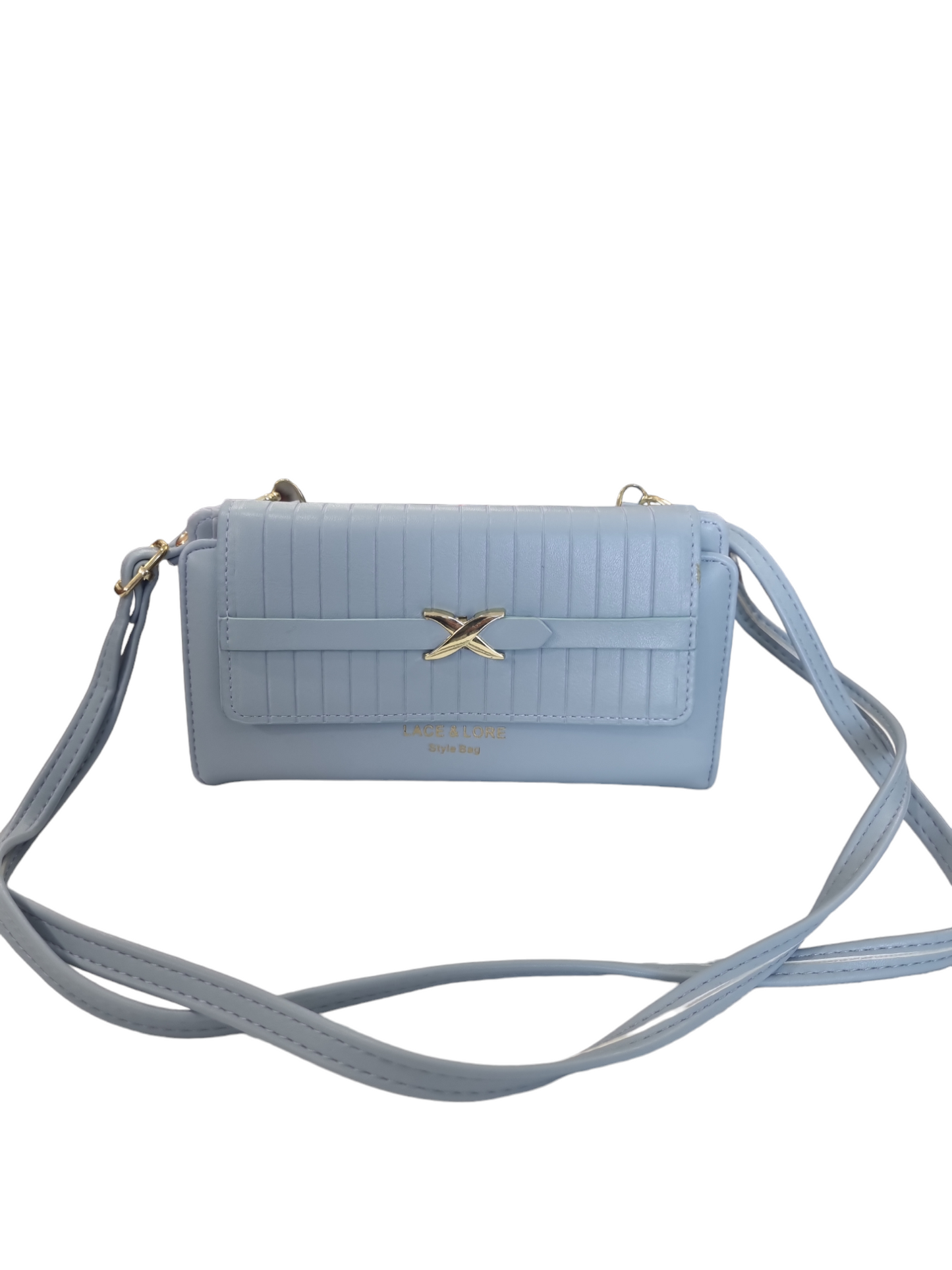 Portafogli tracolla donna celeste polvere beige