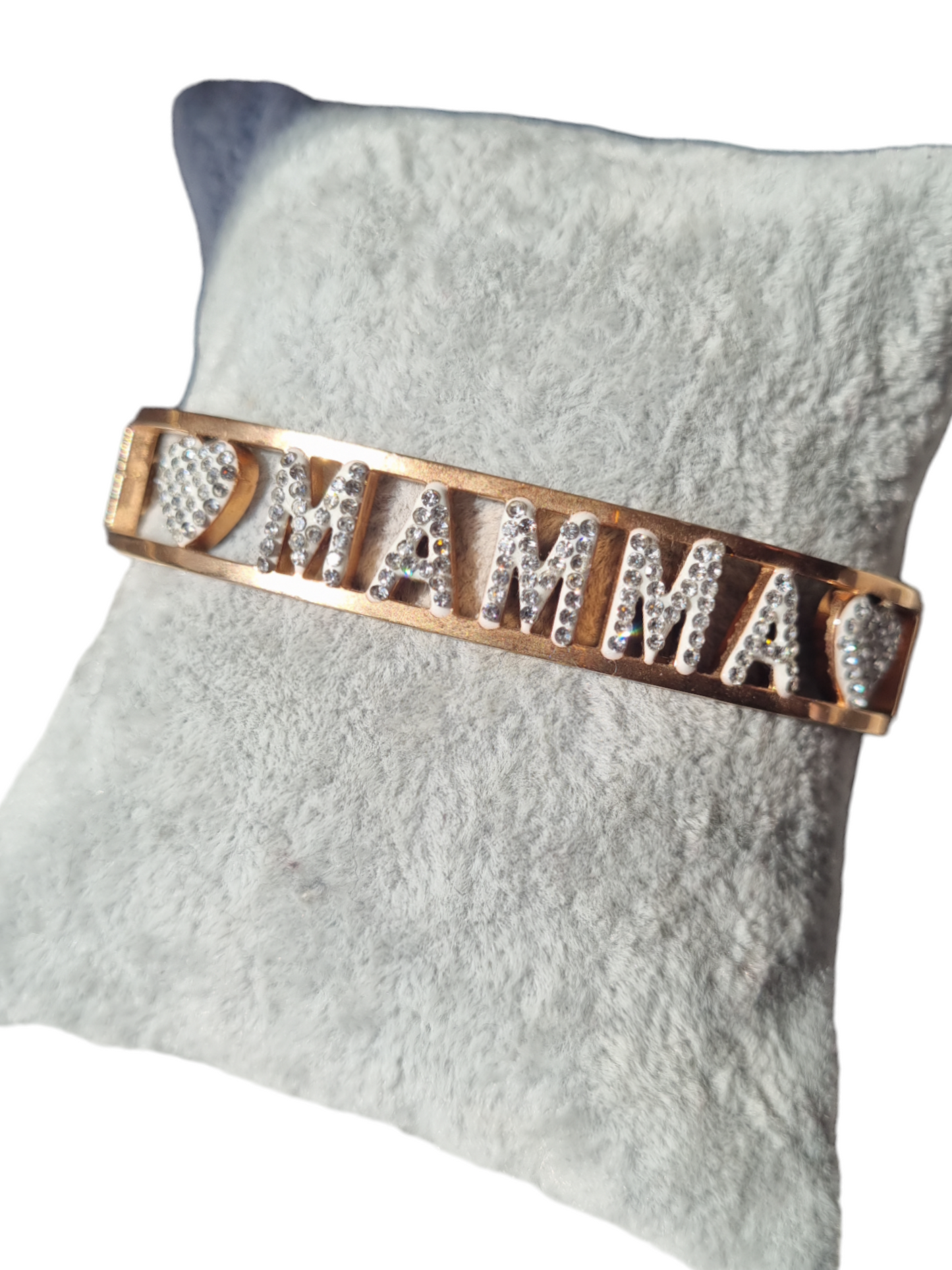 Bracciale a molla in acciaio con strass Mamma