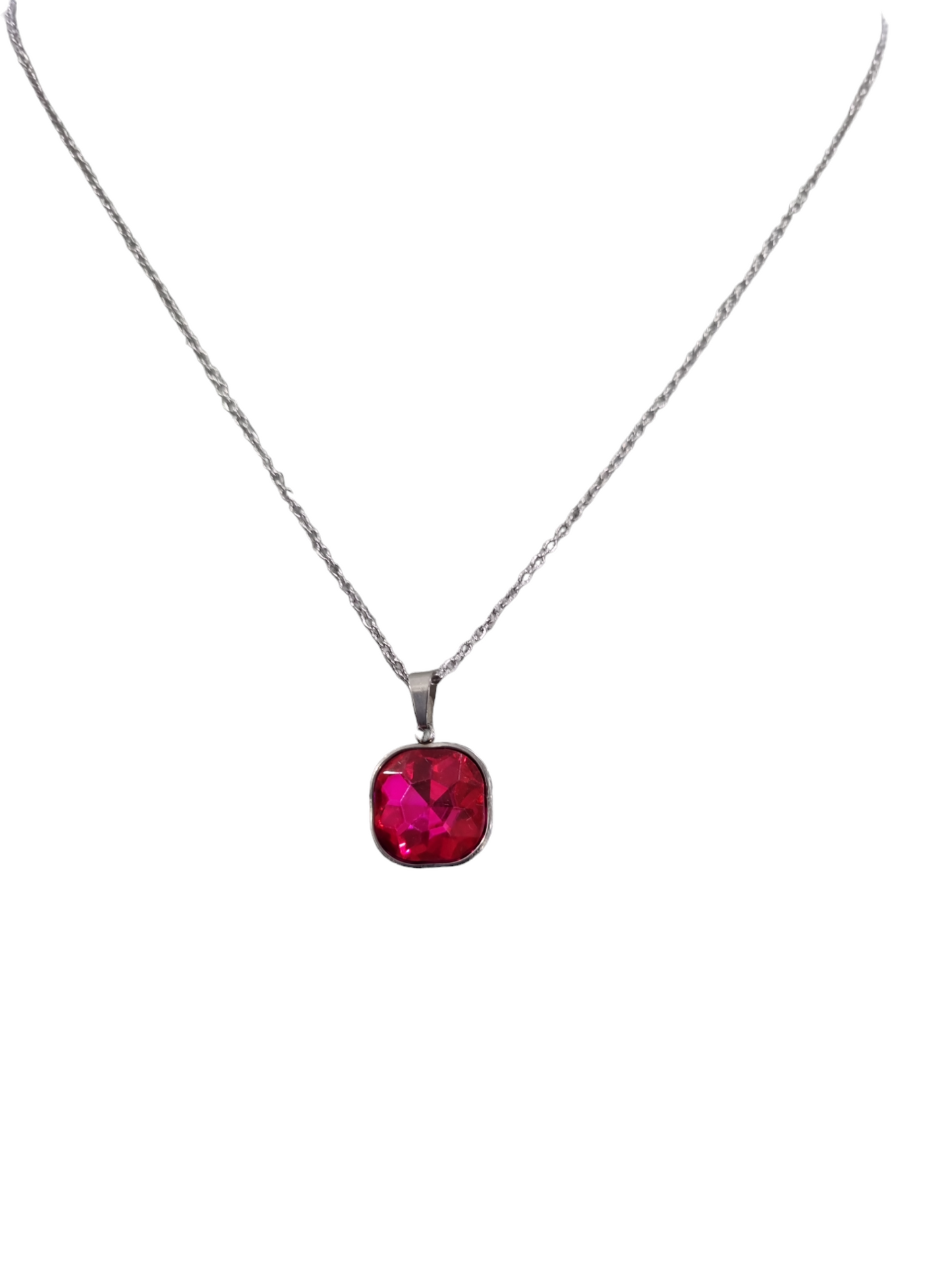 Collana economica in acciaio puntoluce rosa fucsia blu grigio viola