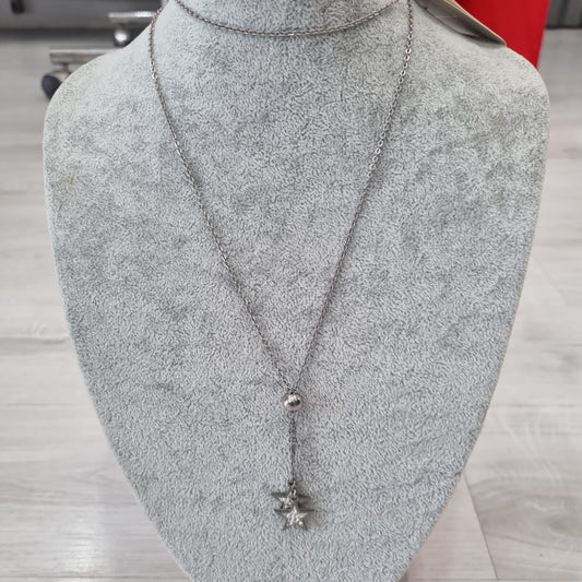 Collana lunga con ciondoli stelle strass pendente