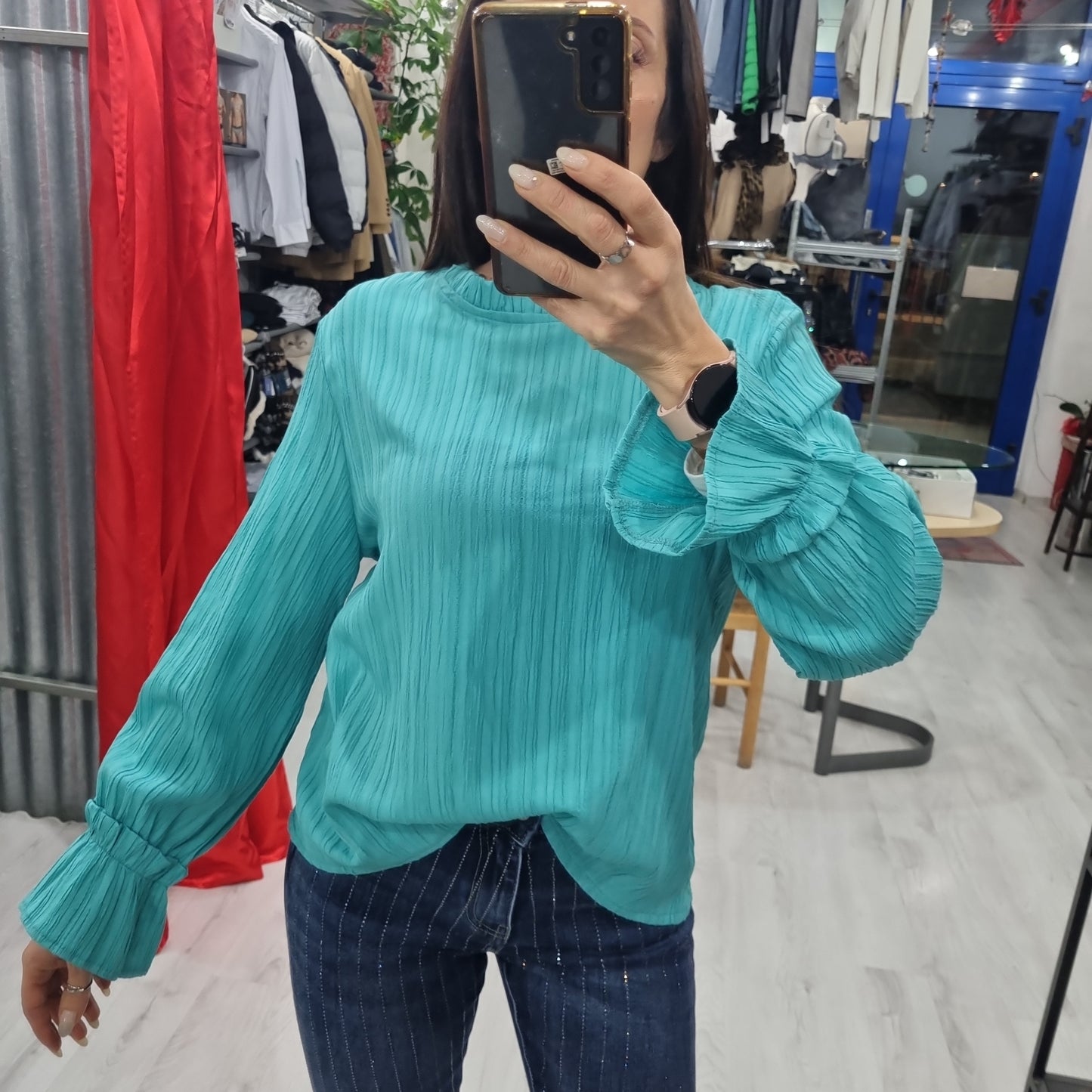 Blusa camicia manica a tulipano