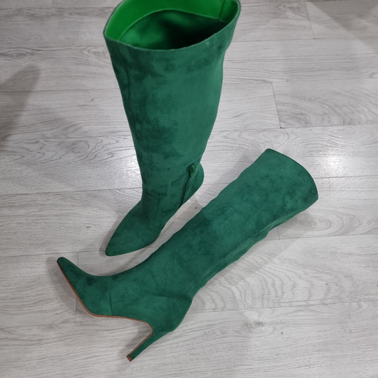 Scarpe Stivali tacco spillo scamosciato verde