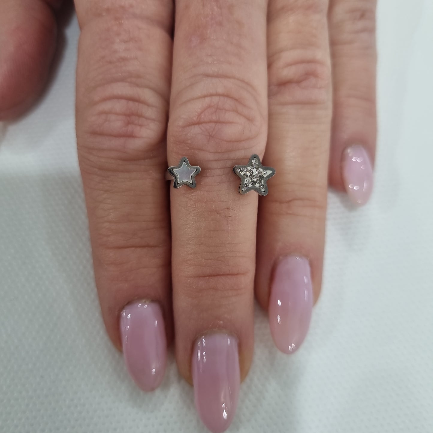 Anello stella e fascia acciaio midi-rings