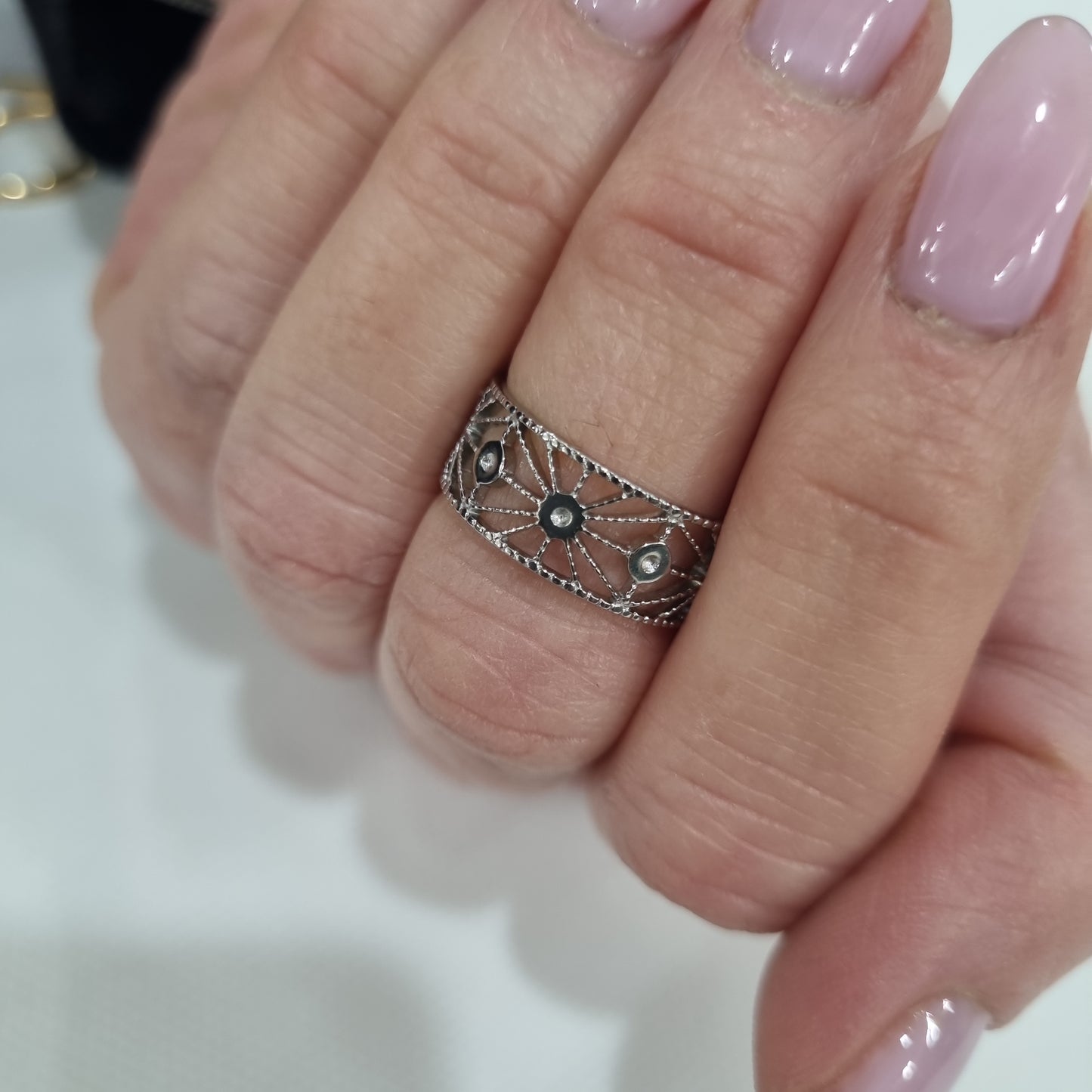 Anello stella e fascia acciaio midi-rings