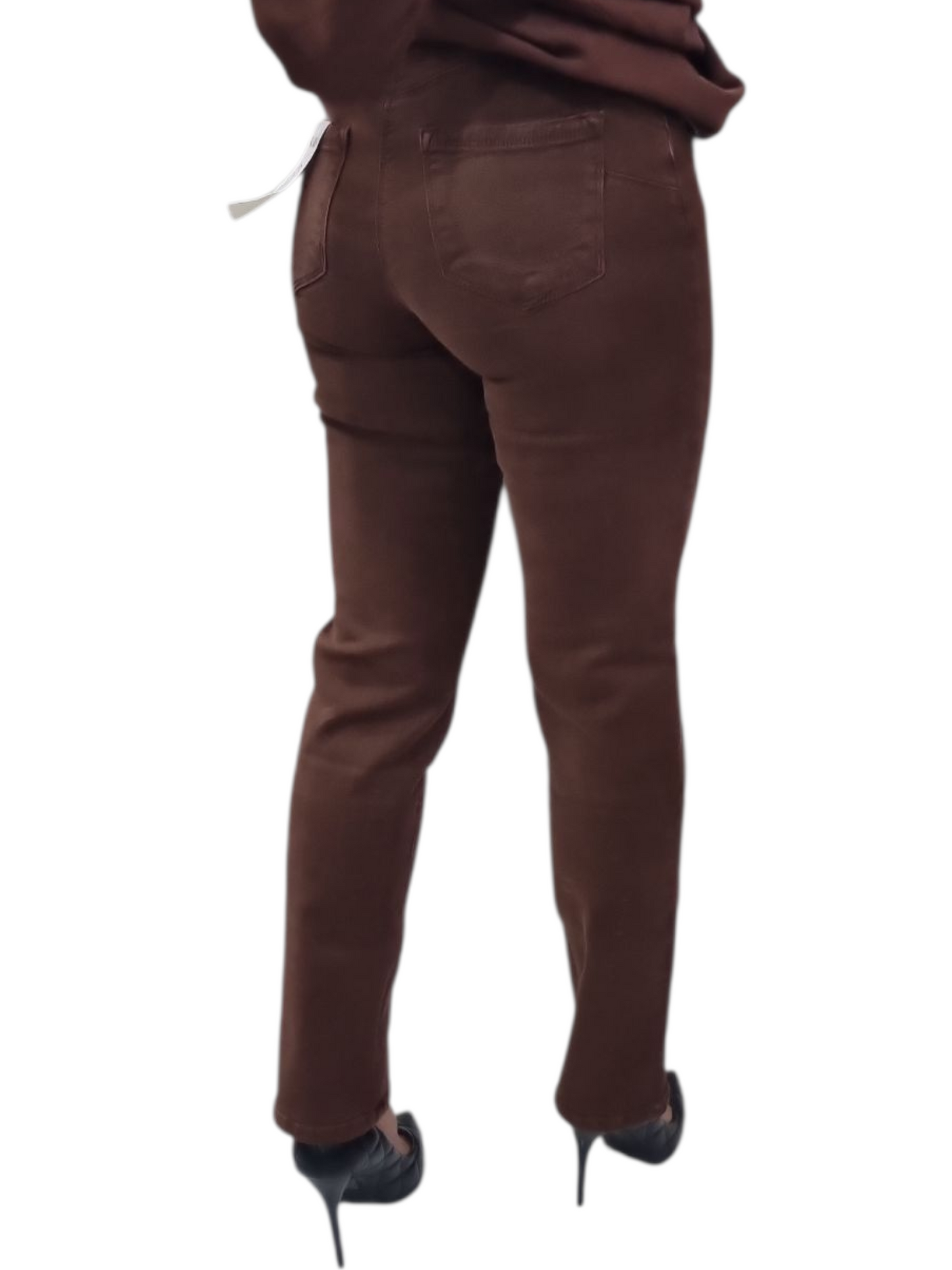 Jeans push up Marrone