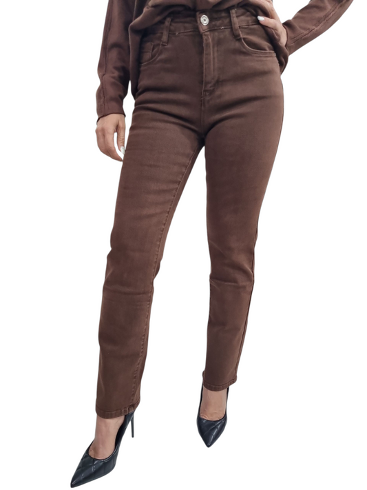 Jeans push up Marrone