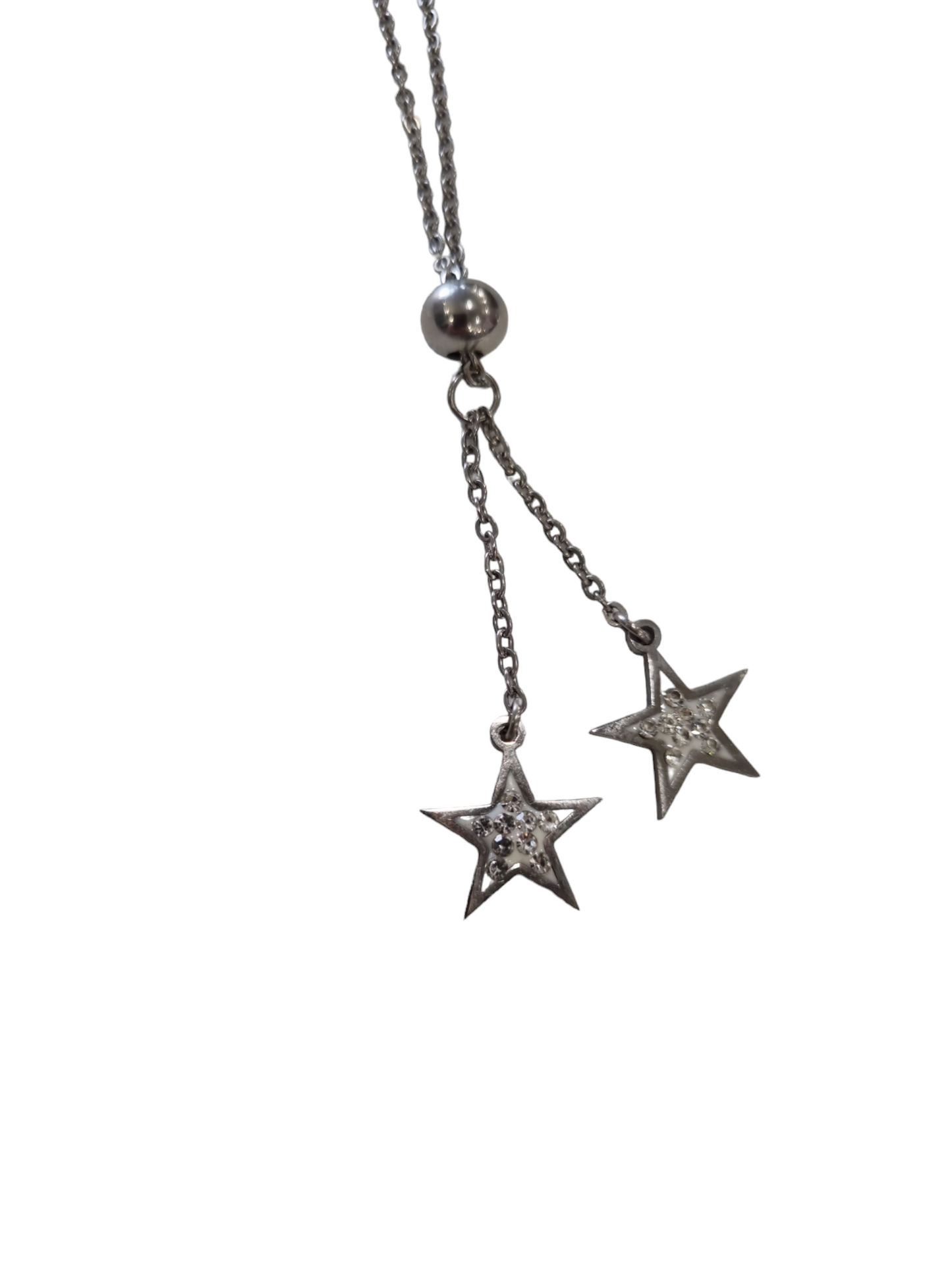 Collana lunga con ciondoli stelle strass pendente