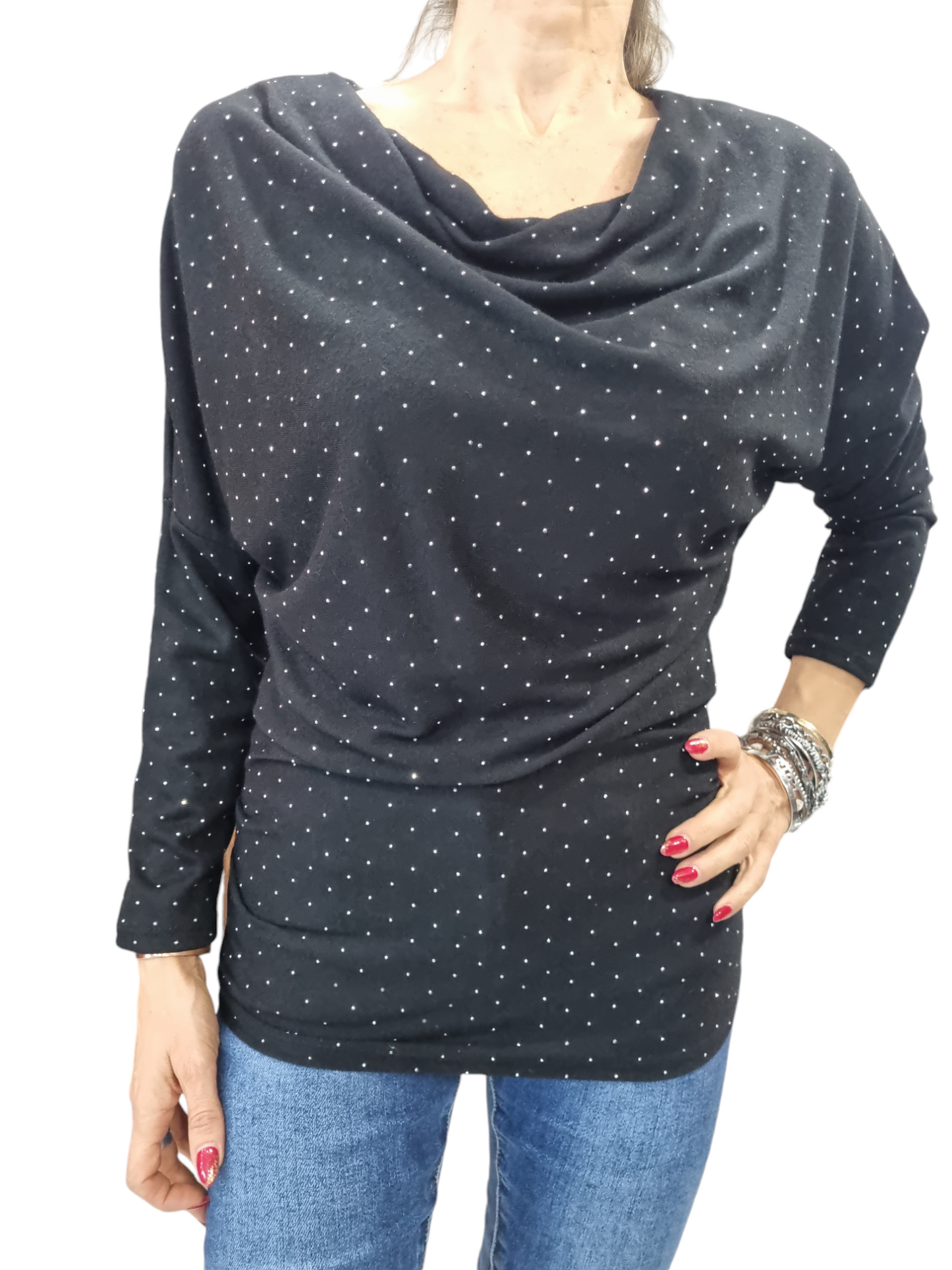 Maglia scollatura morbida con lurex Laura low cost