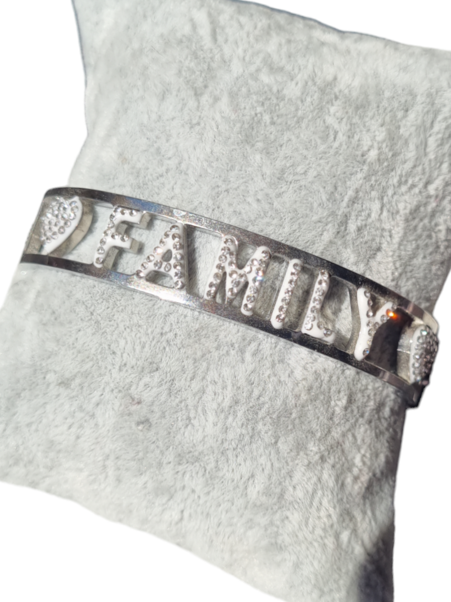 Bracciale rigido in acciaio con strass FAMILY