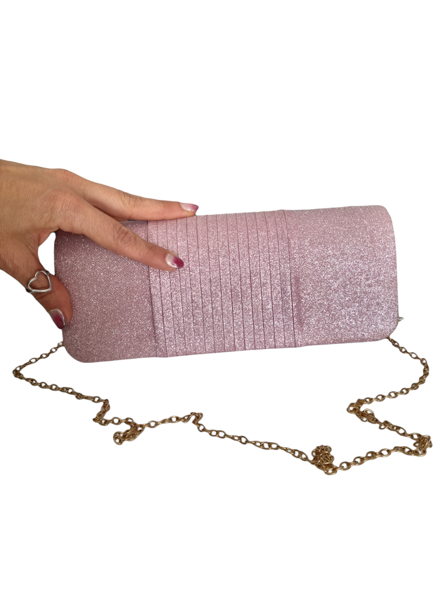 Pochette lurex champagne e rosa