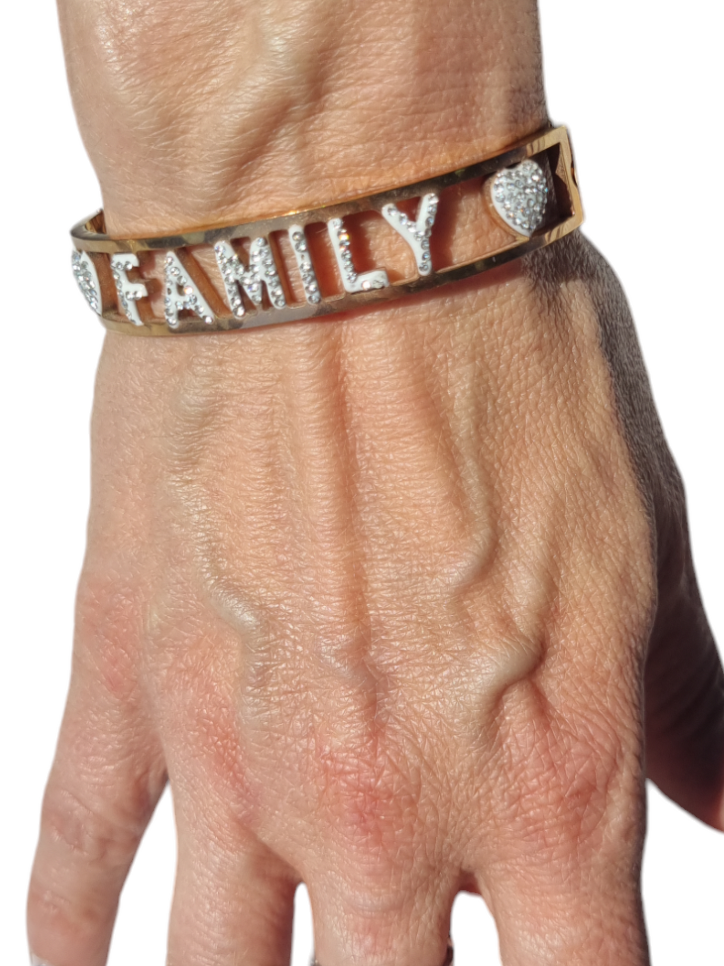 Bracciale rigido in acciaio con strass FAMILY