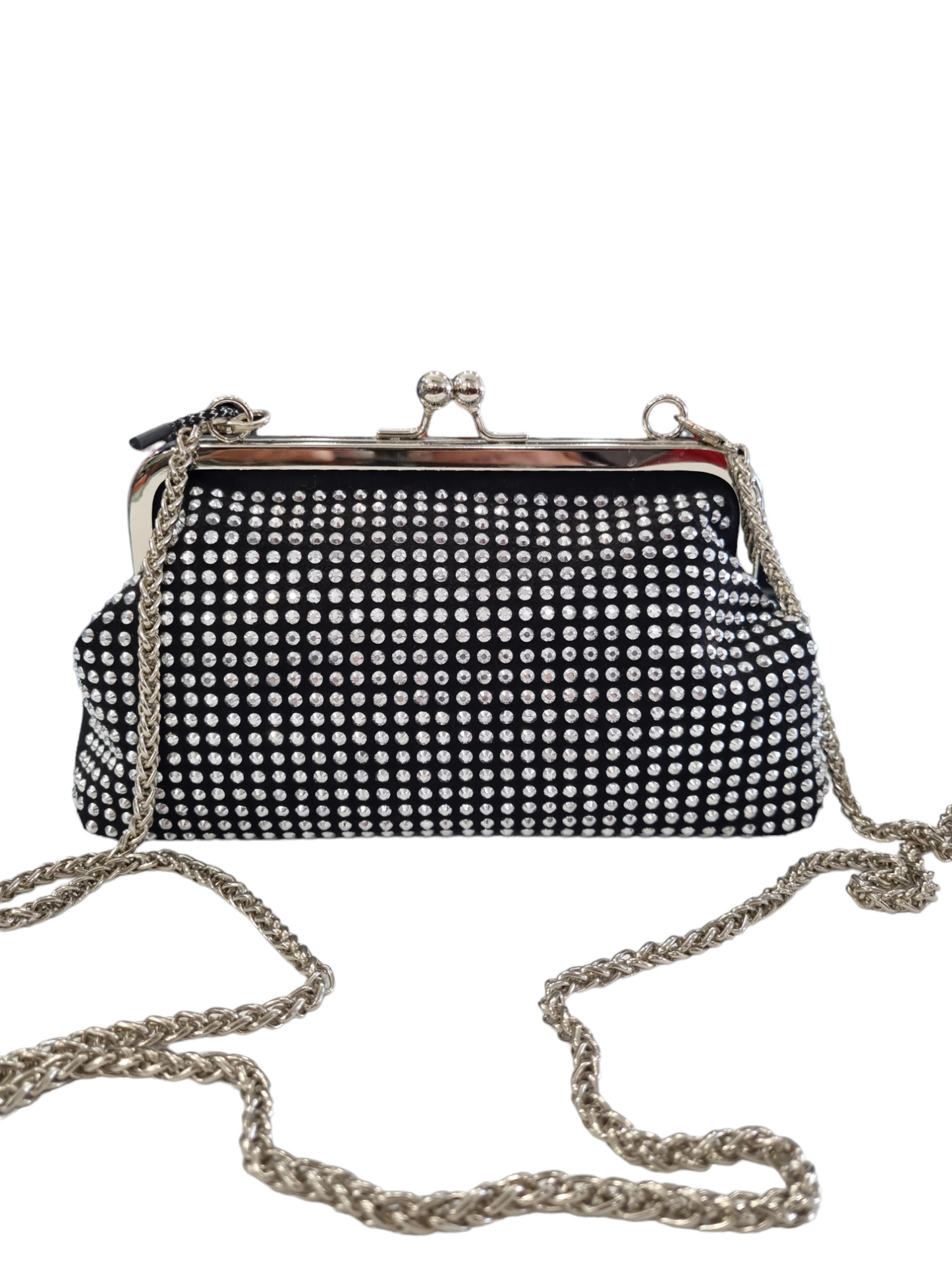 Pochette borchie sfaccettate argento