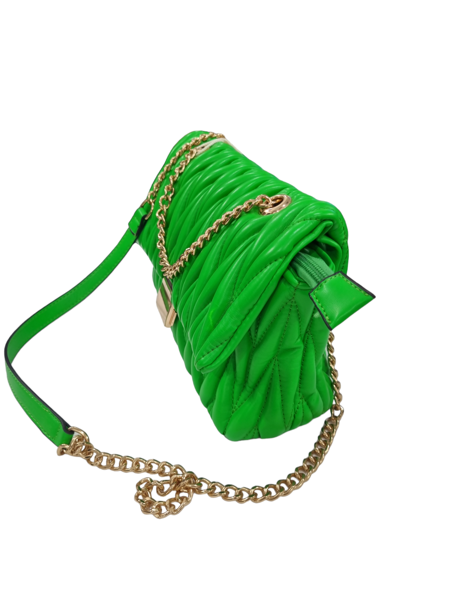 Mini bag verde acido e oro trapuntata