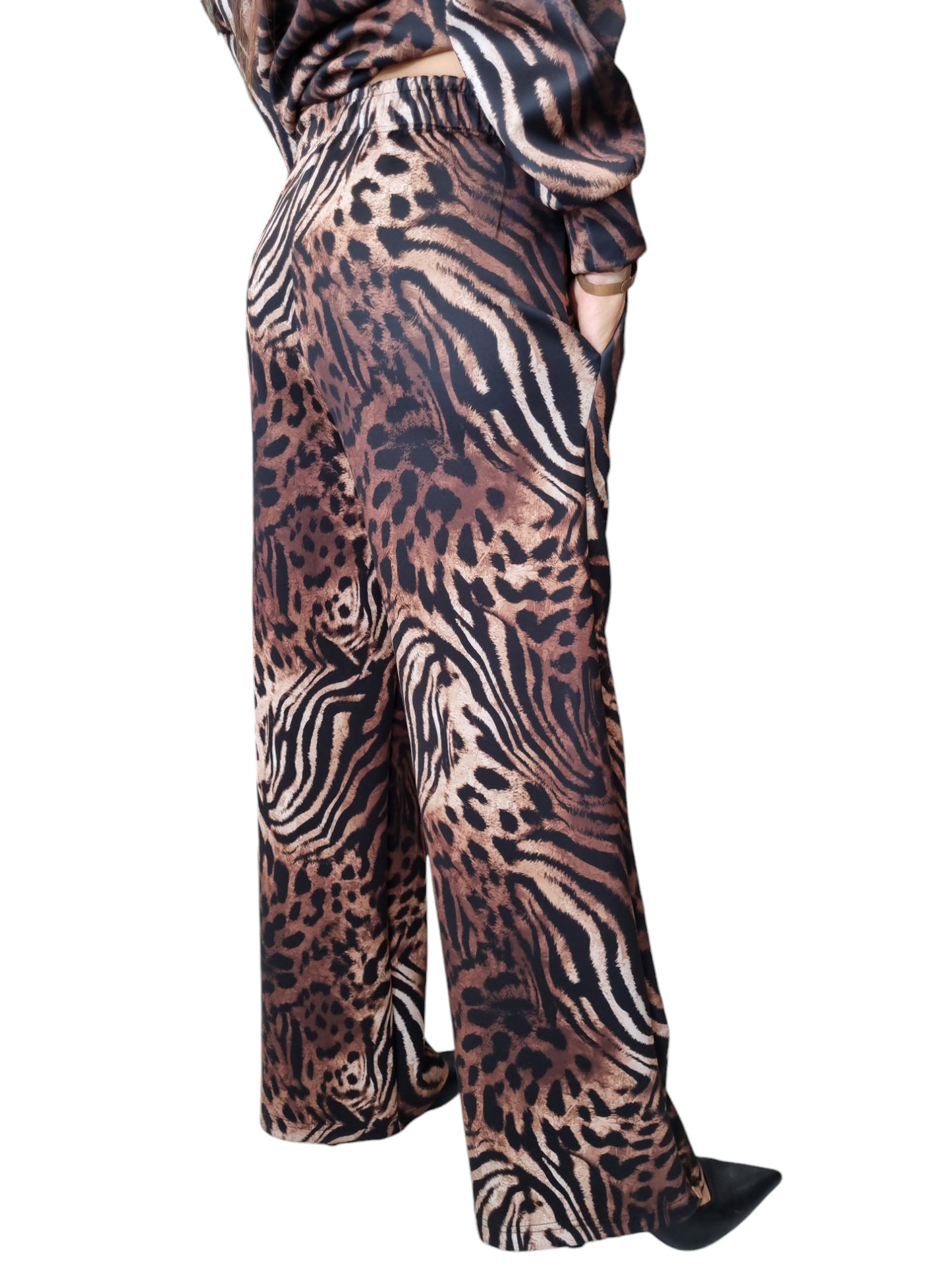 Pantalone felpa garzato animalier vera uno