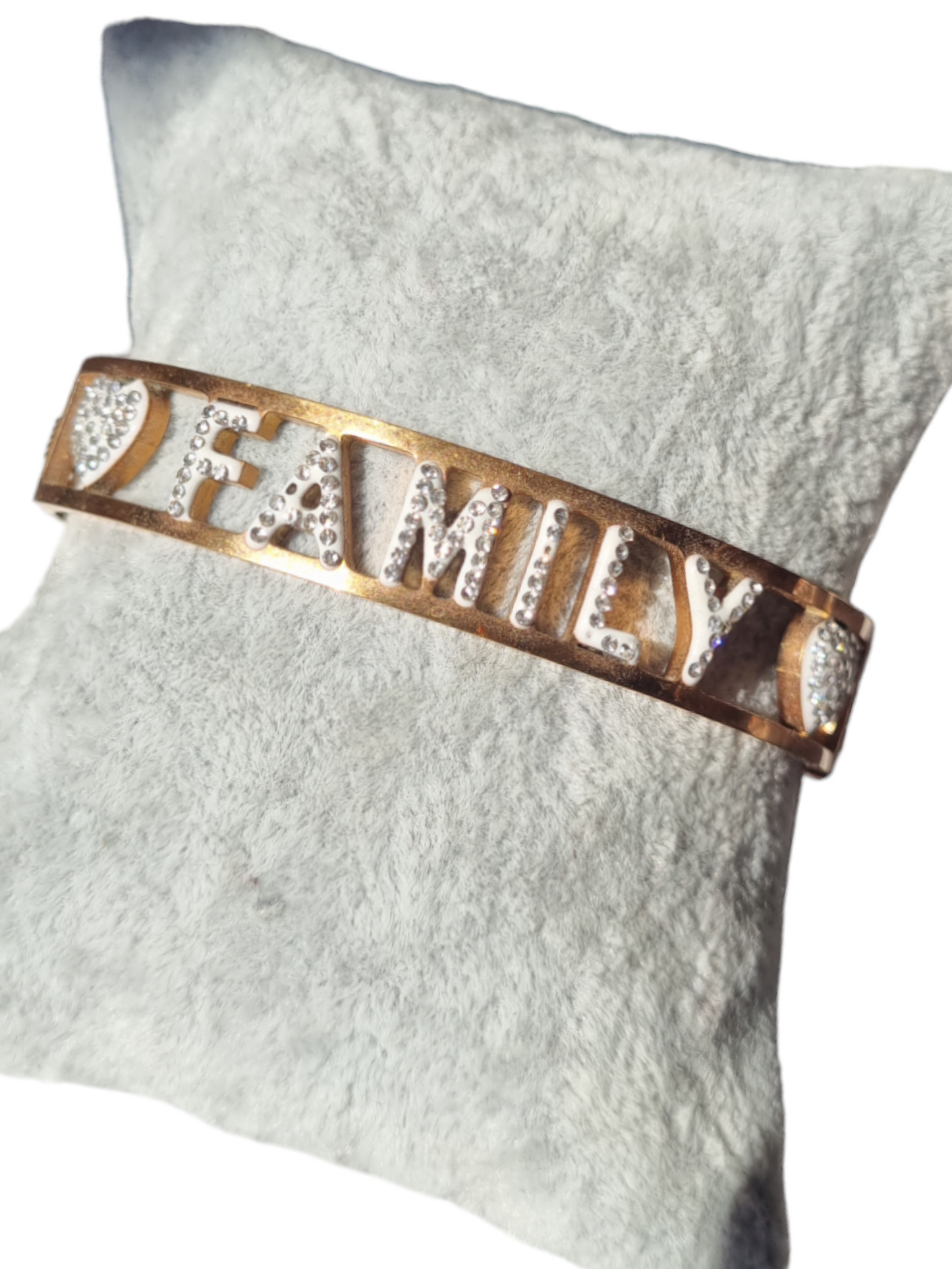 Bracciale rigido in acciaio con strass FAMILY