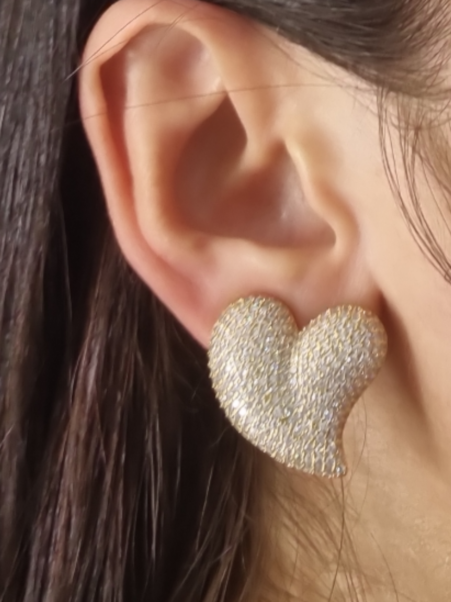 Orecchini a Clip con cuore strass