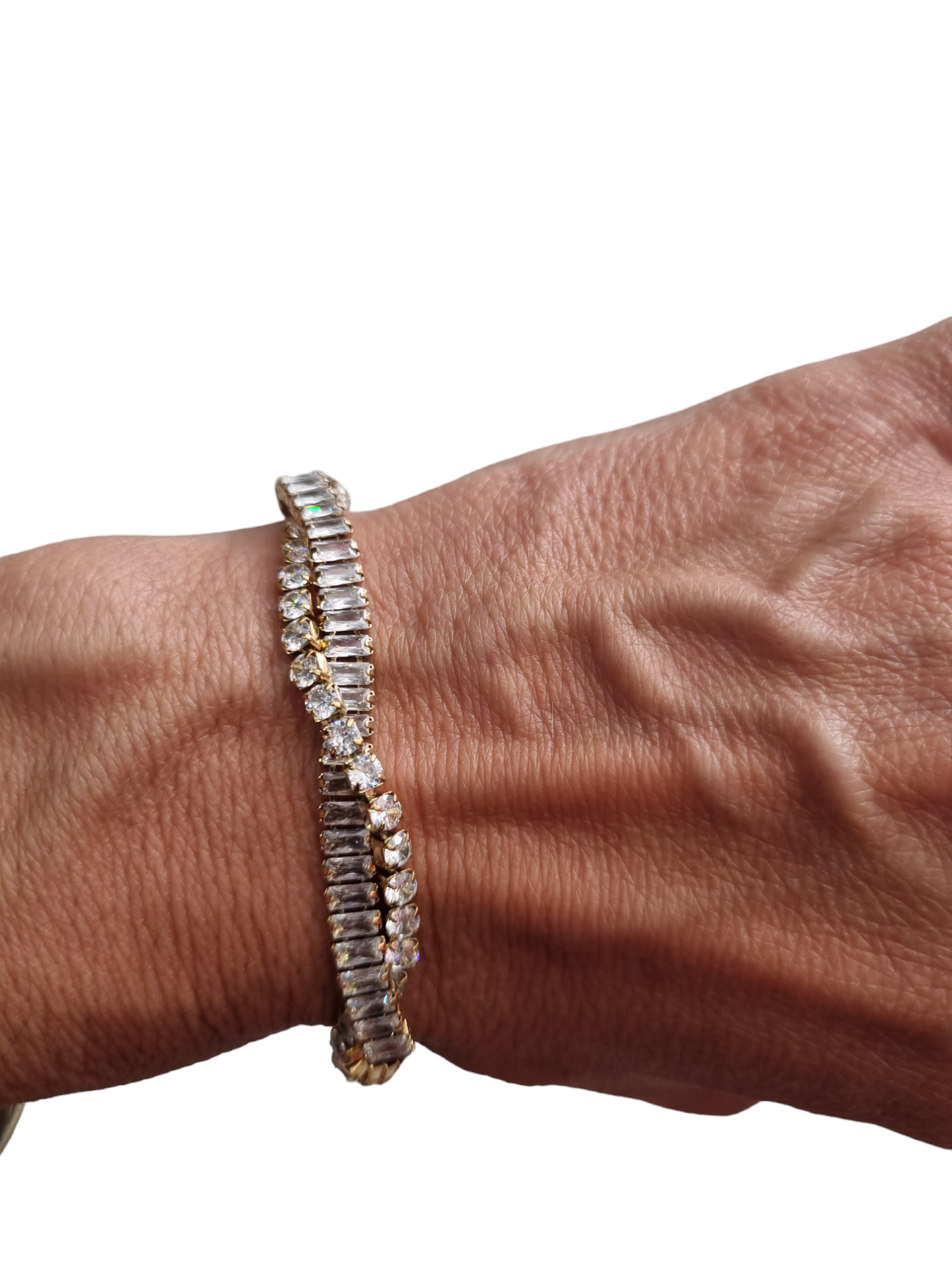 Bracciale con strass intrecciato a 2 file in acciaio