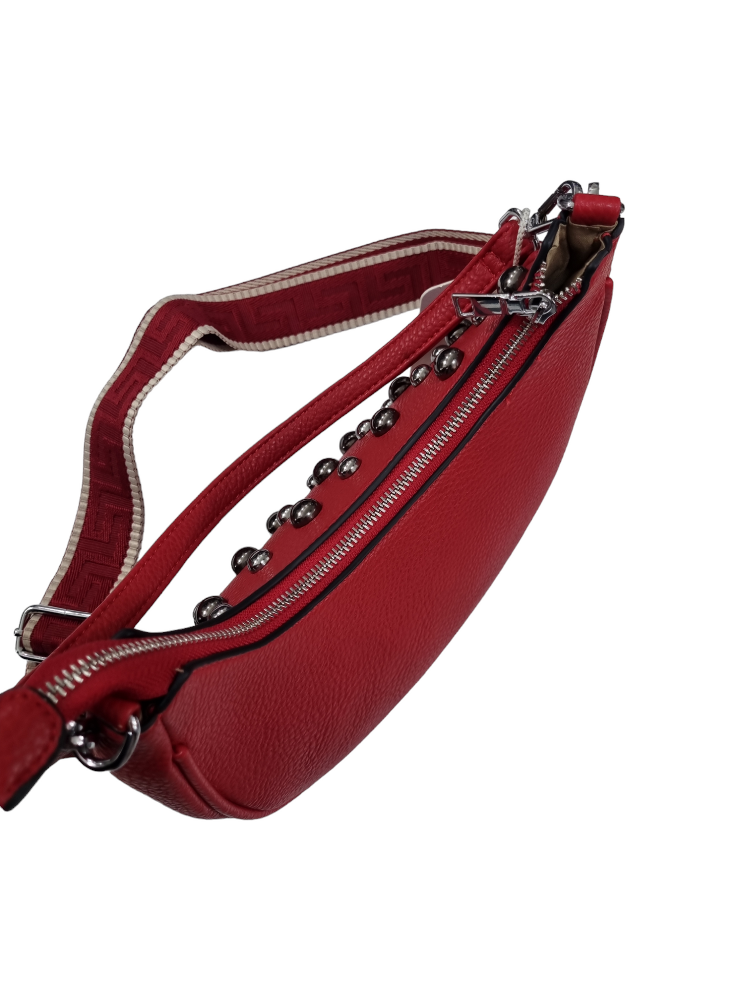 Mini bag mezza luna borchie rosso