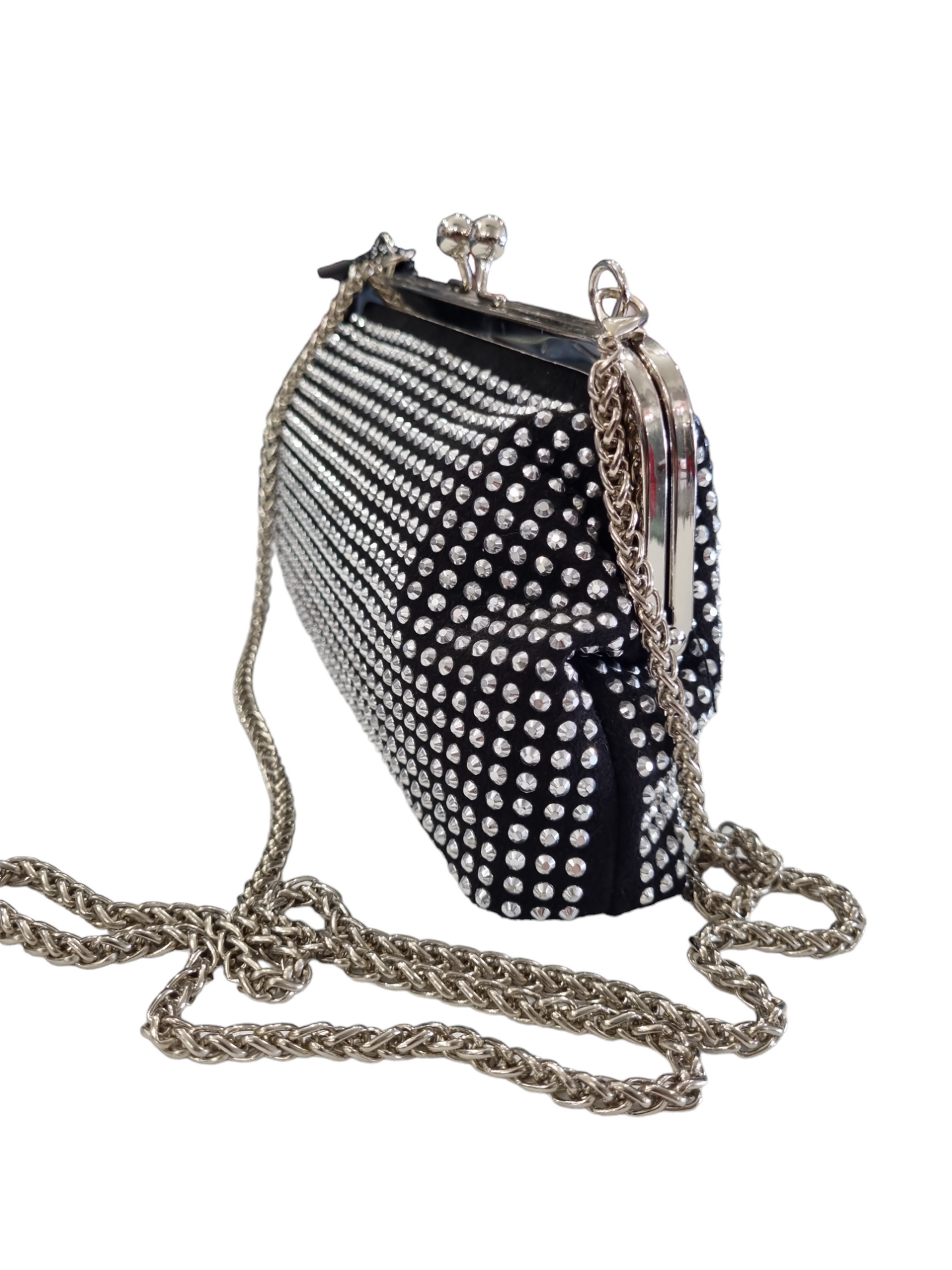 Pochette borchie sfaccettate argento