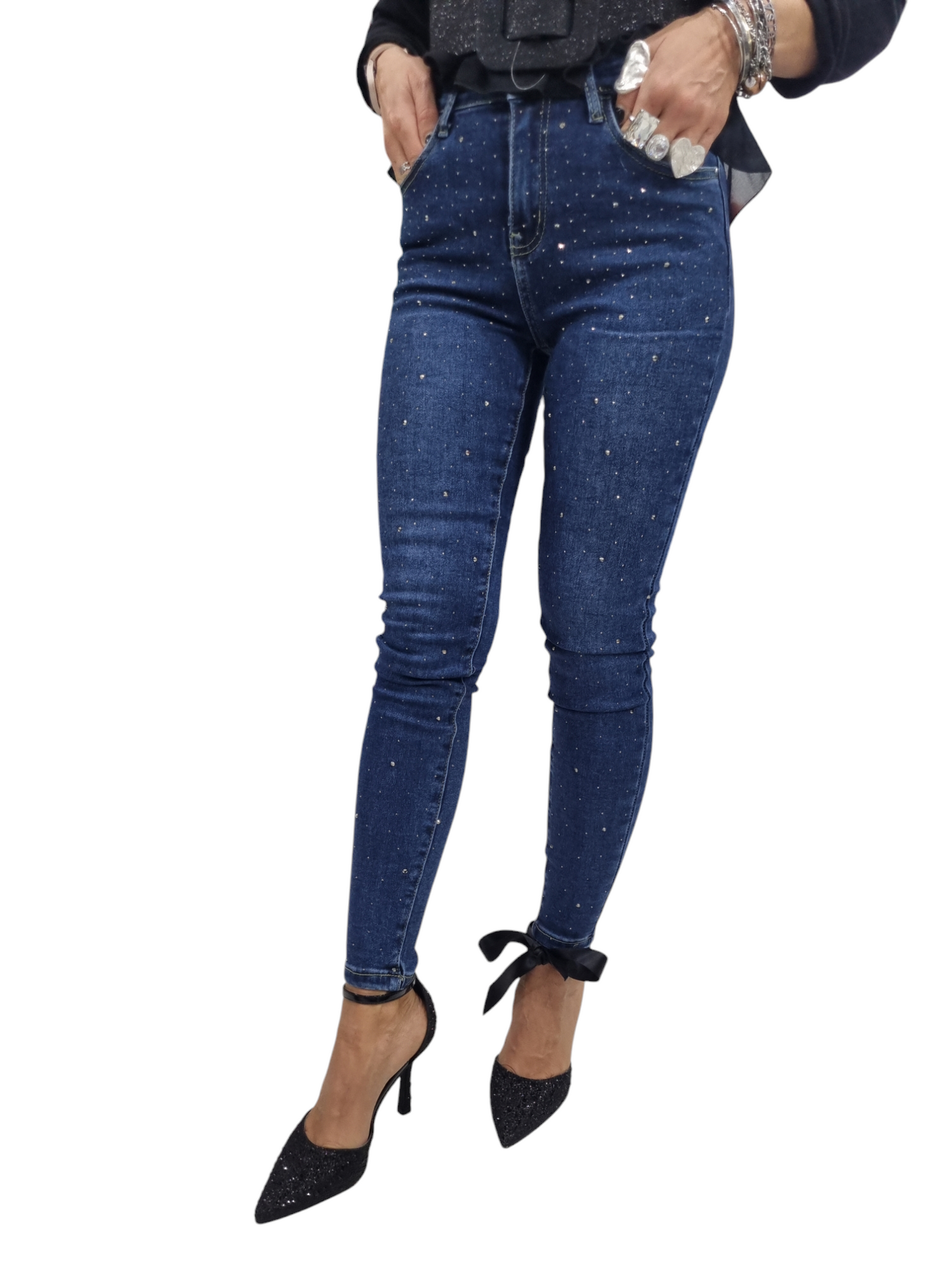 Jeans scuro con brillantini  low cost