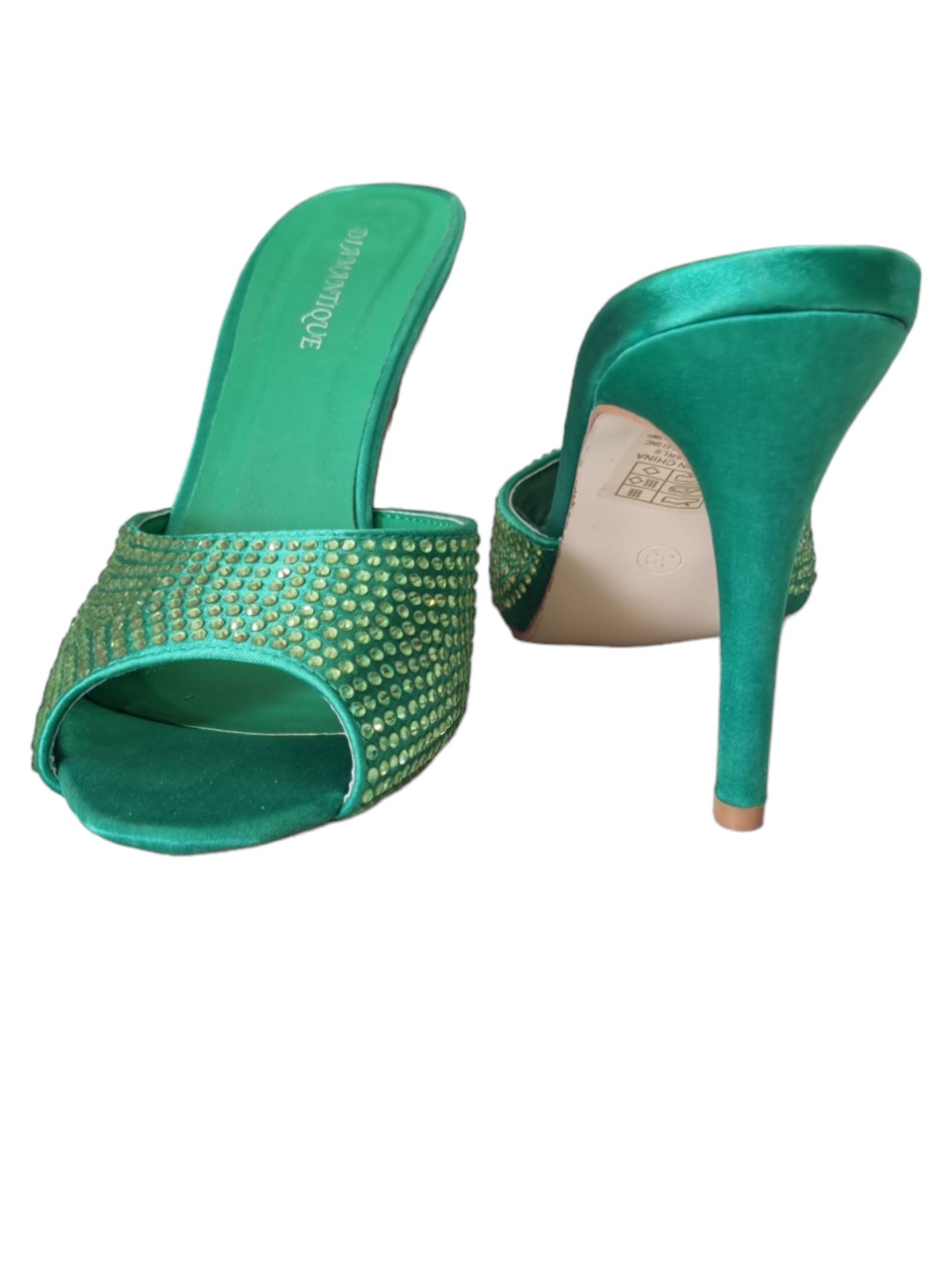 Zoccoletto con strass verde gucci