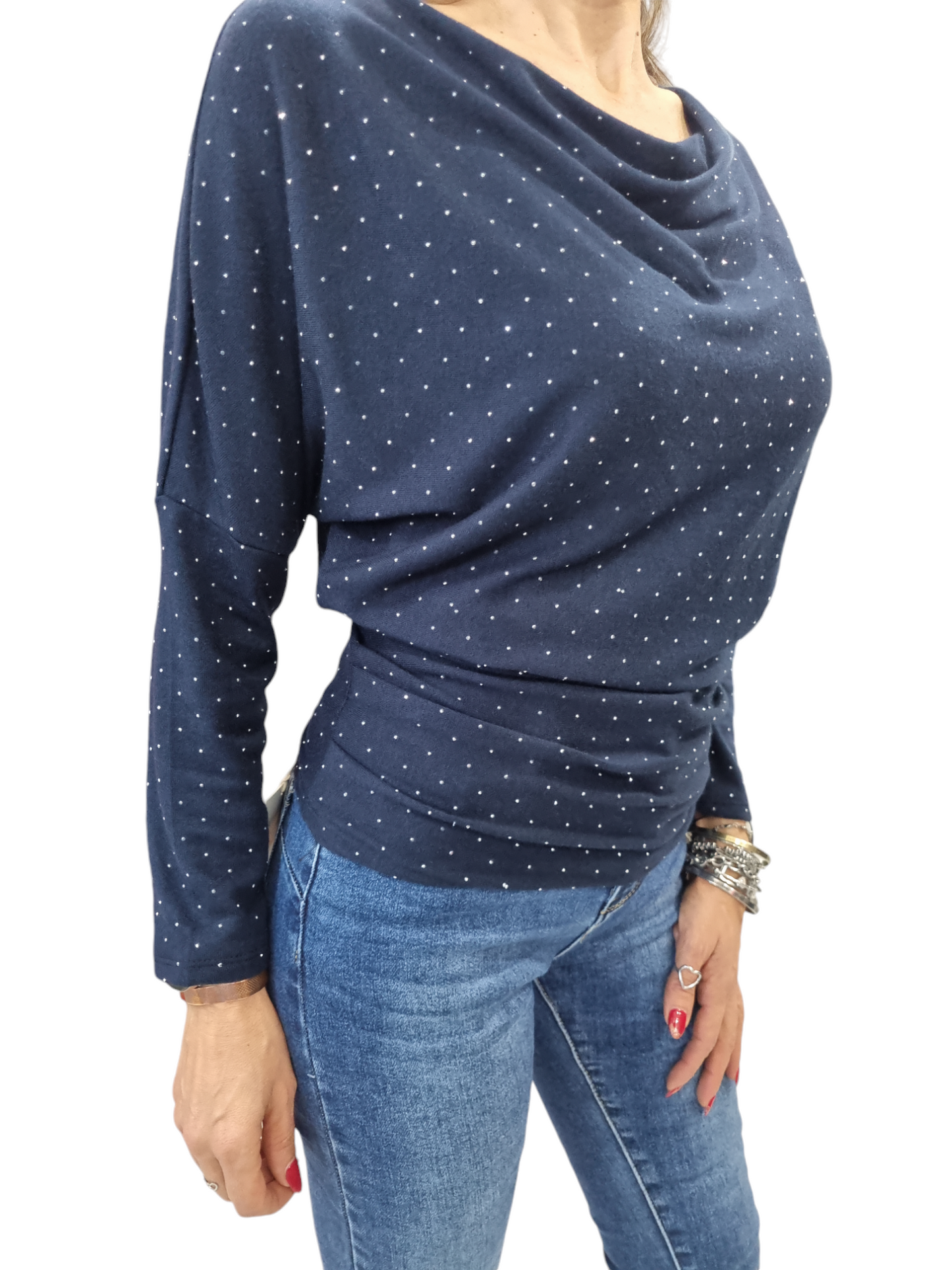 Maglia scollatura morbida con lurex Laura low cost