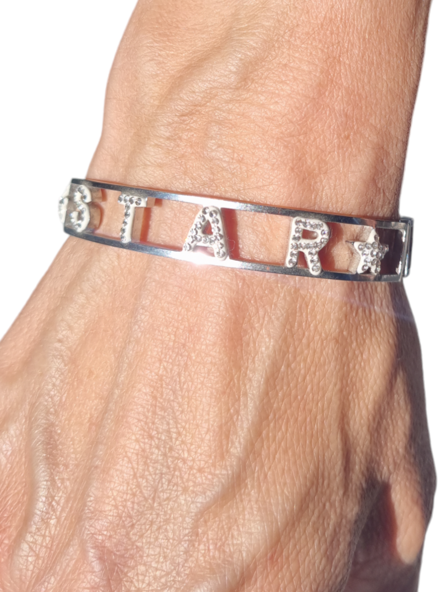 Bracciale rigido  in acciaio e strass STAR