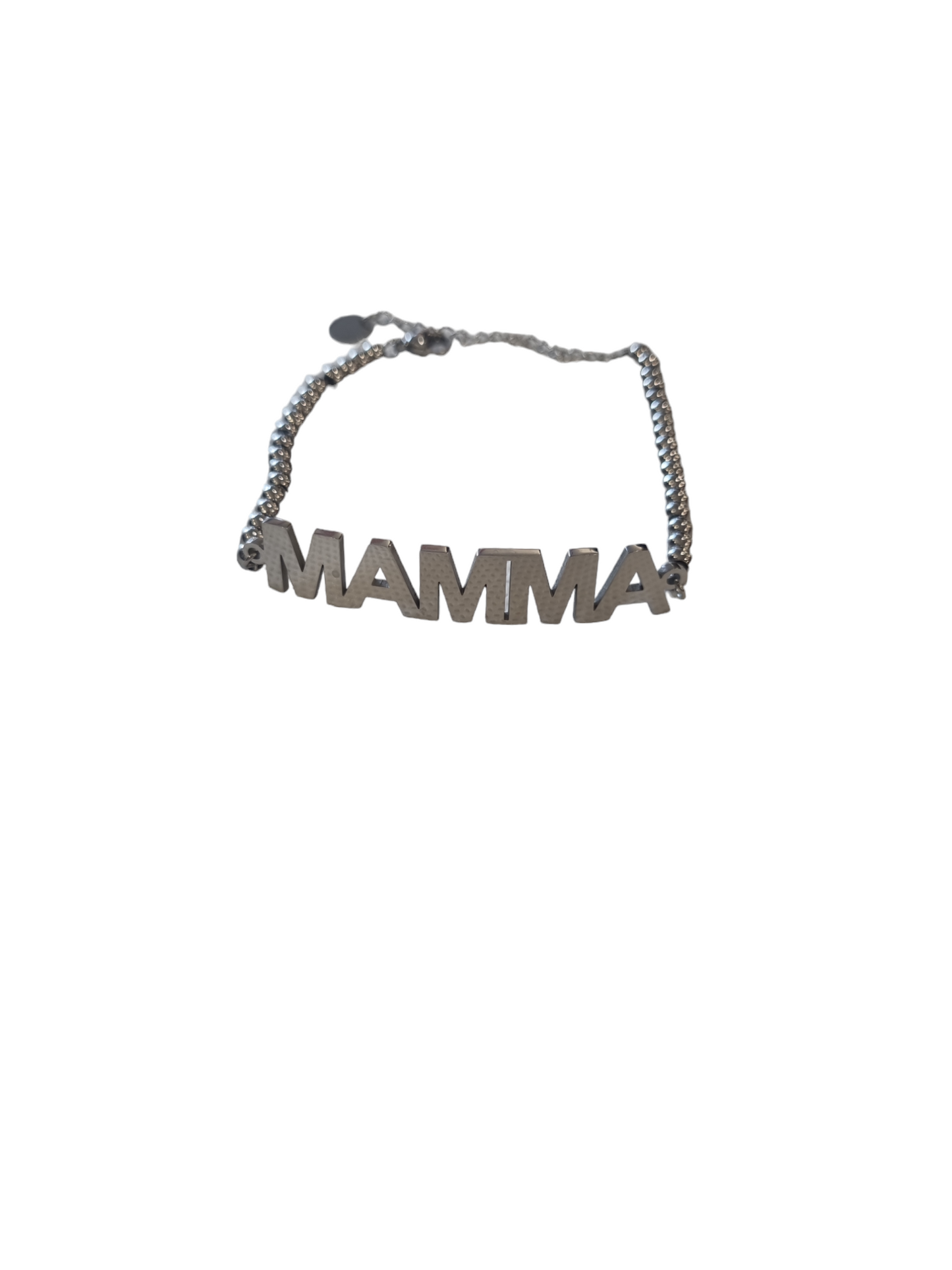 Bracciale in acciaio con scritta MAMMA