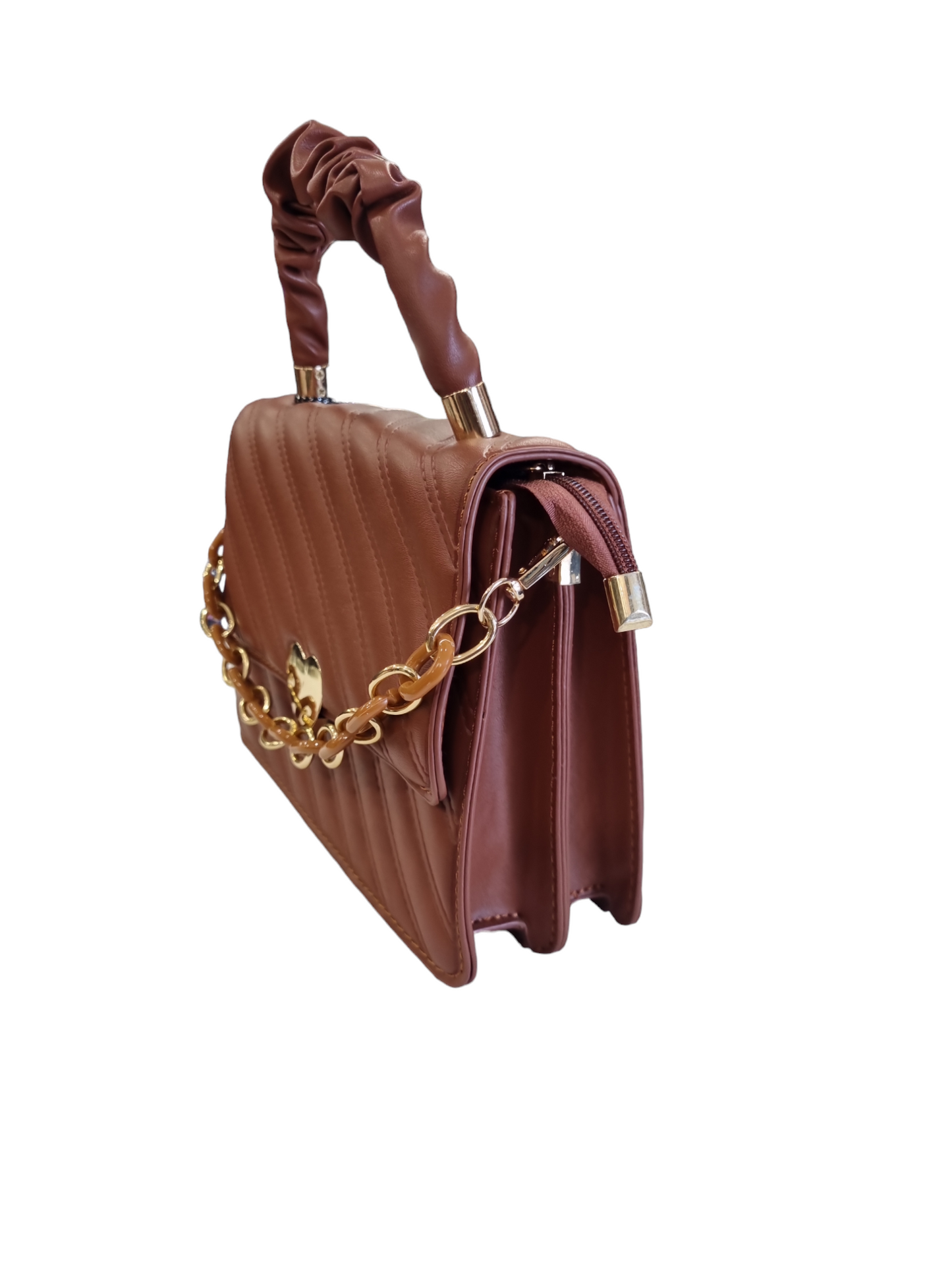 Mini bag marrone  oro rigida