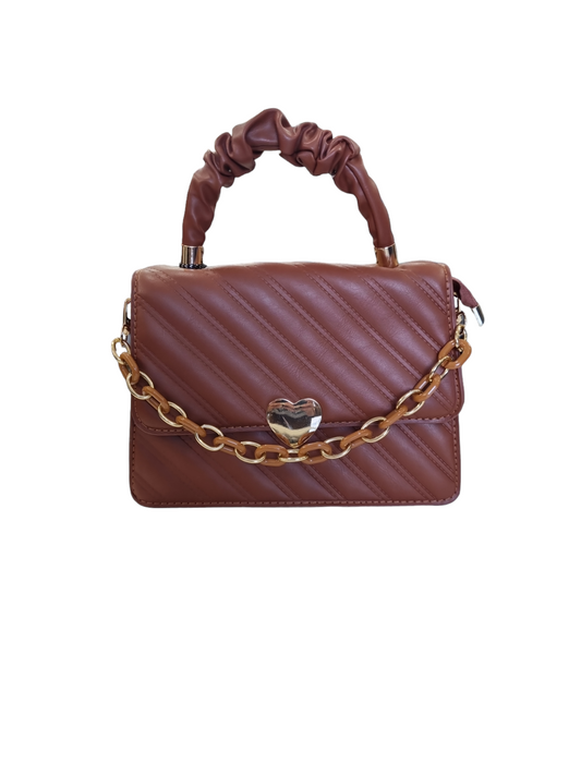 Mini bag marrone  oro rigida