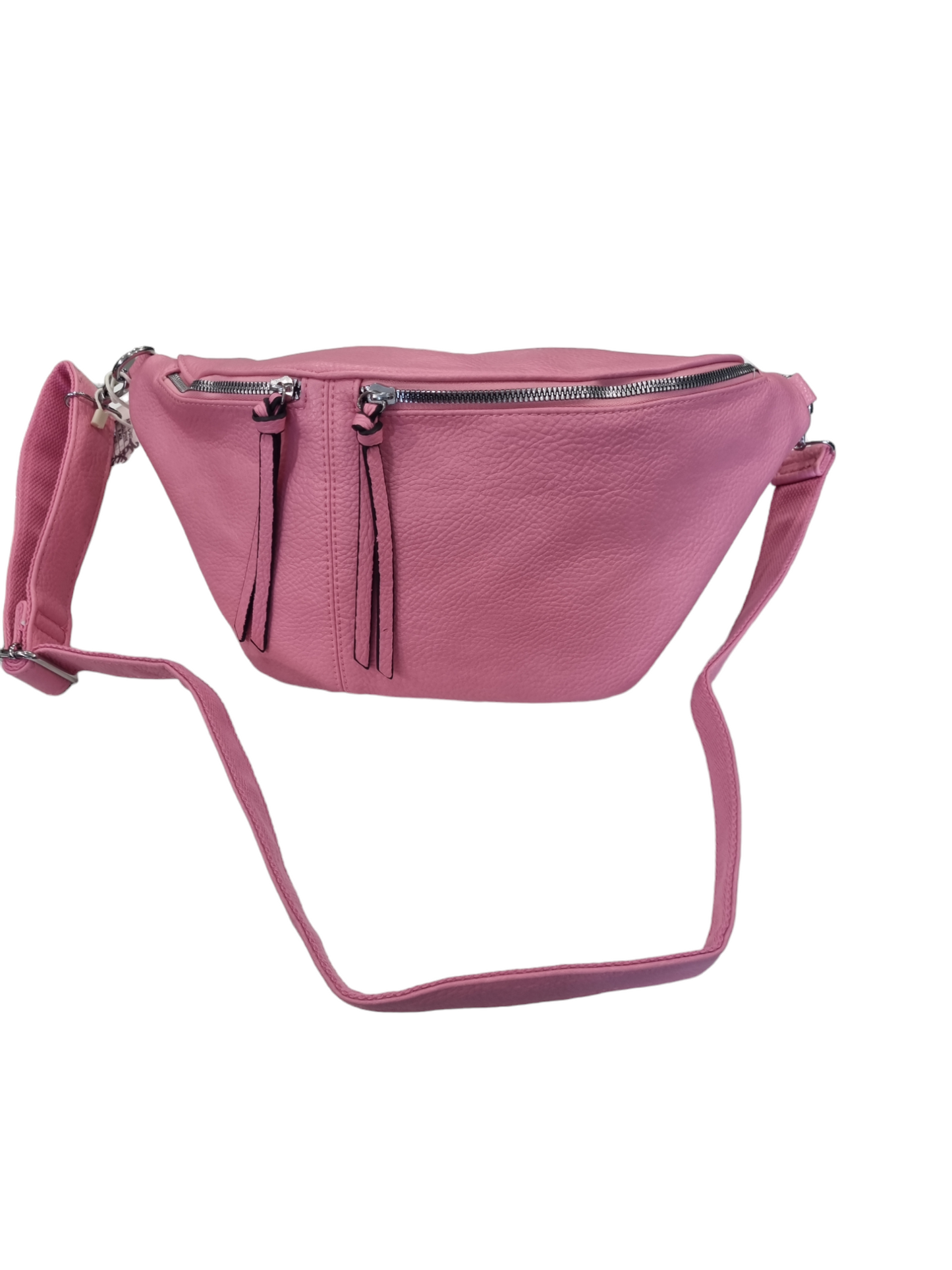 Marsupio grande ecopelle verde e rosa doppia zip