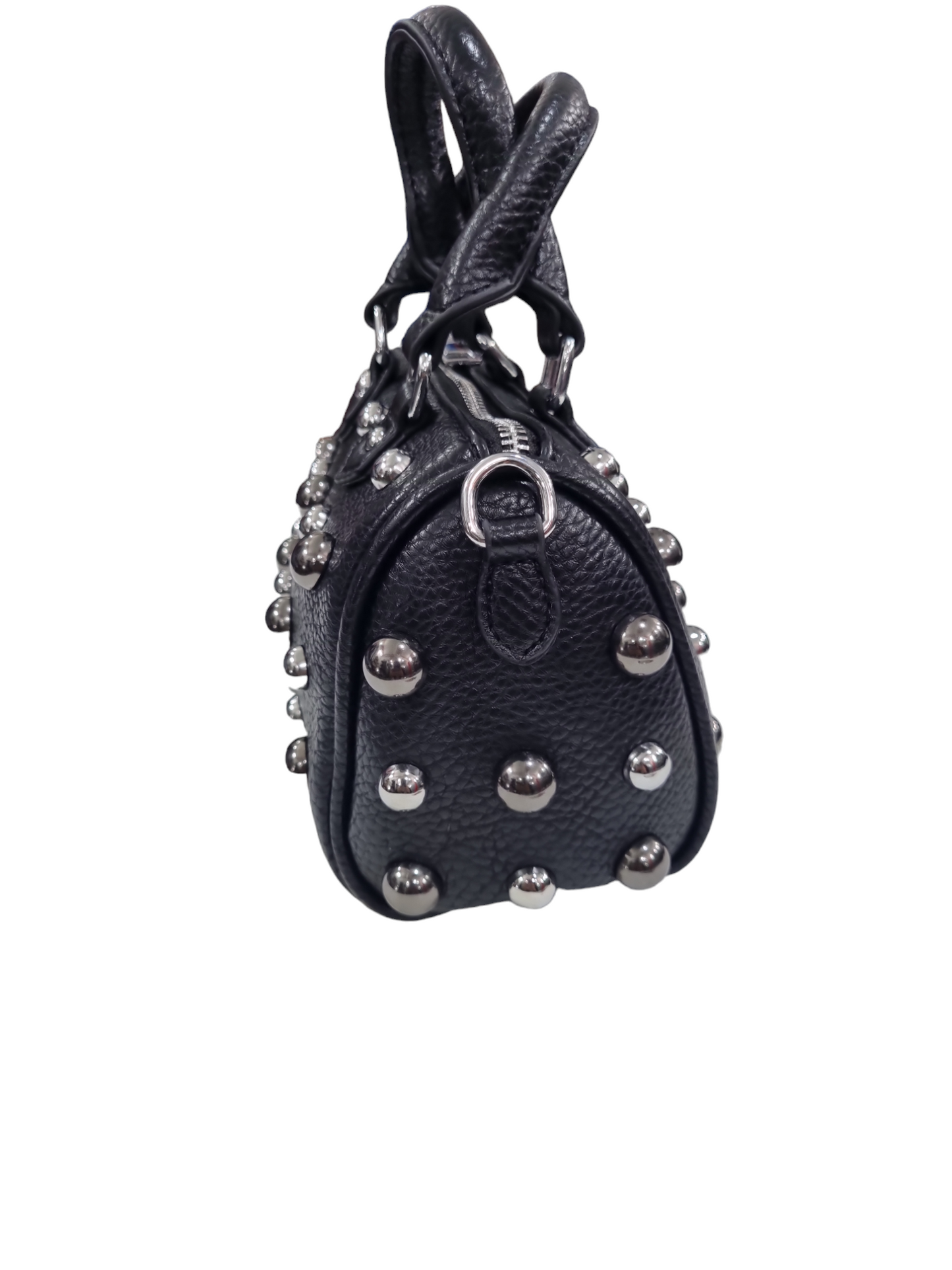 Micro bag  borchie  nera  argento