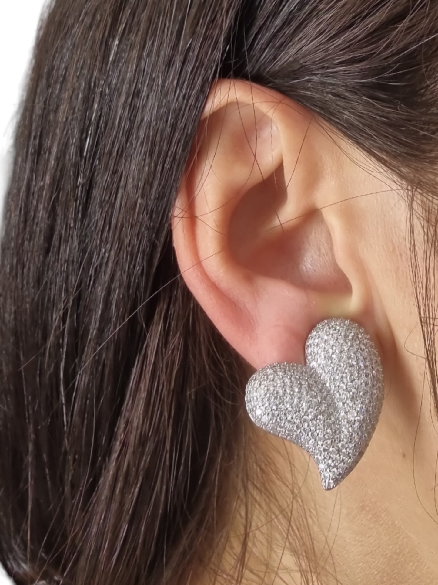 Orecchini a Clip con cuore strass