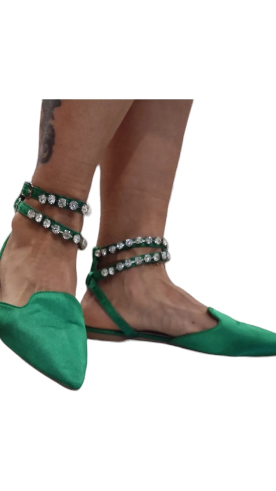 Scarpe Sandalo in raso con cinturino alla caviglia verde gucci