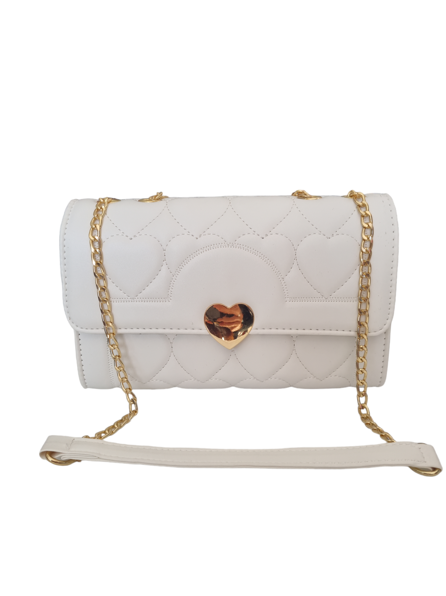 Mini Bag cuore trapuntata bianca oro