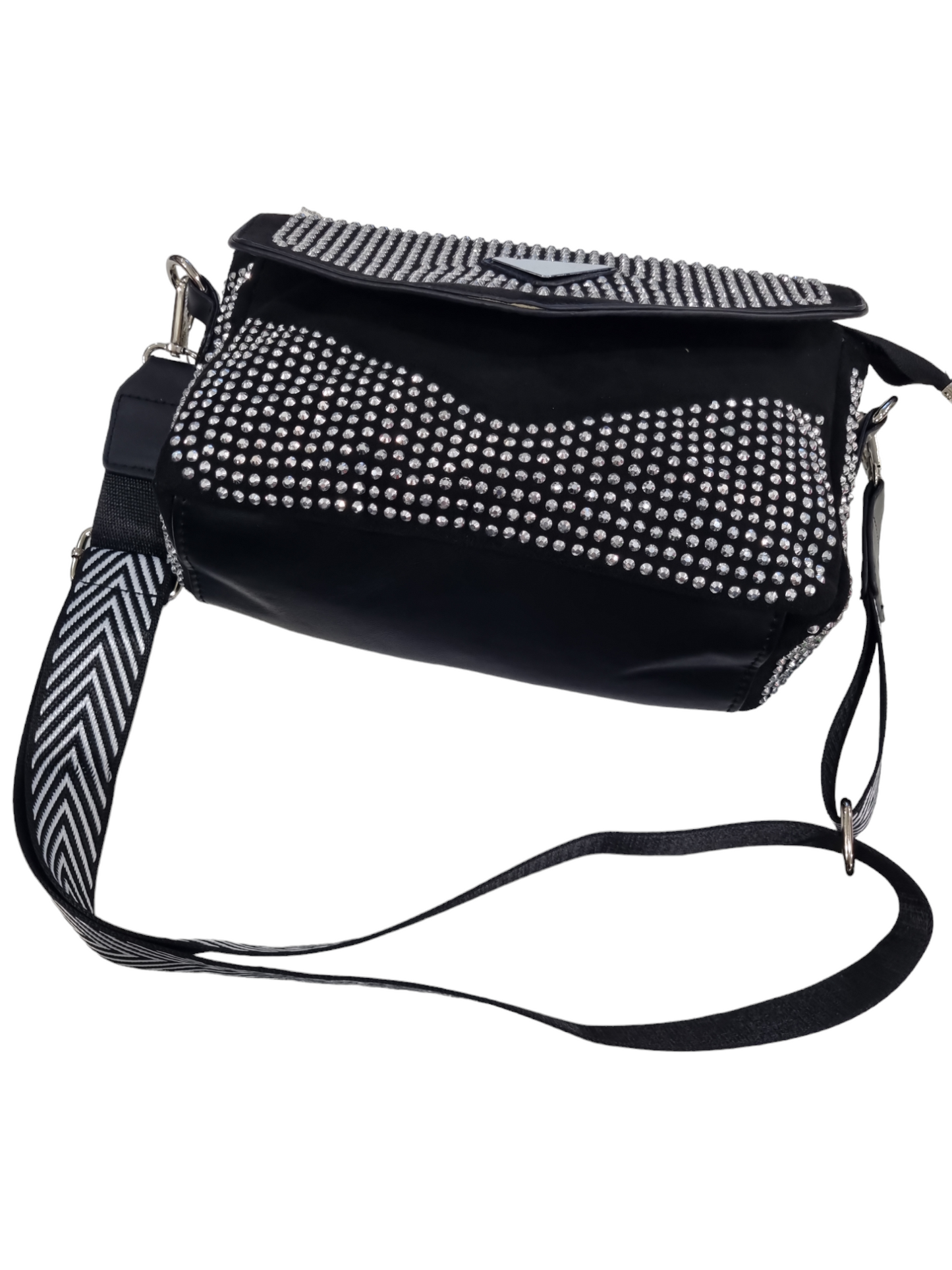 Mini bag borchie strass nera argento