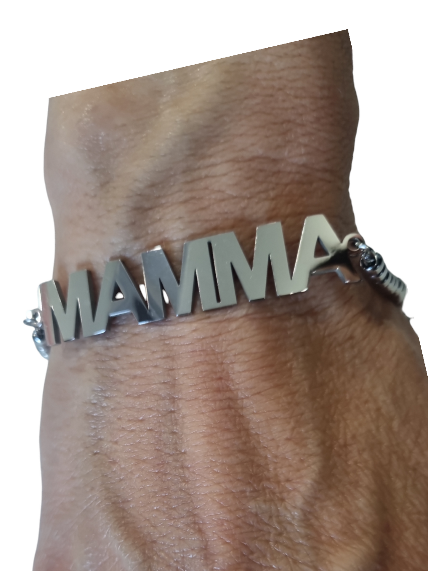 Bracciale in acciaio con scritta MAMMA