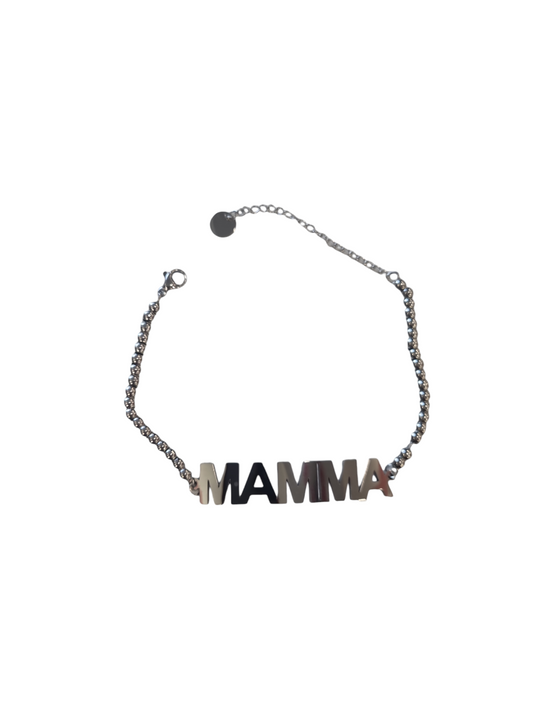 Bracciale in acciaio con scritta MAMMA