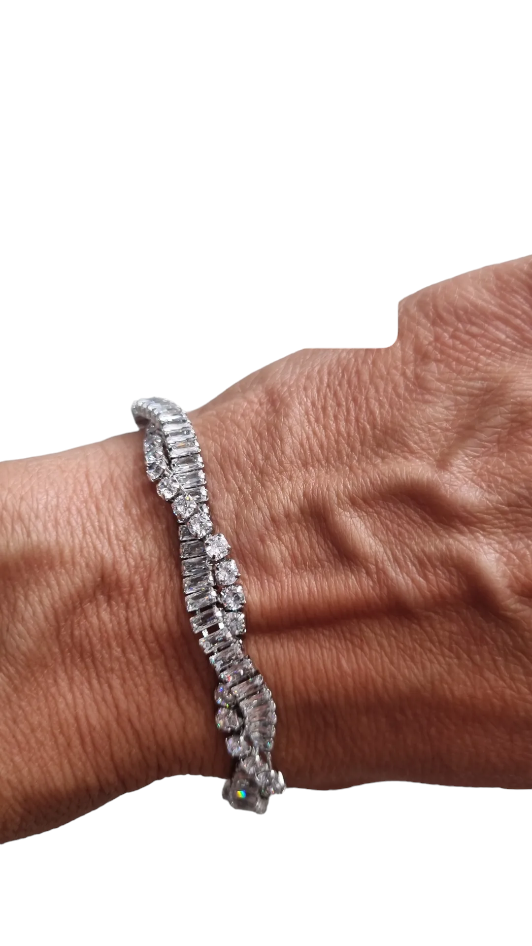 Bracciale con strass intrecciato a 2 file in acciaio