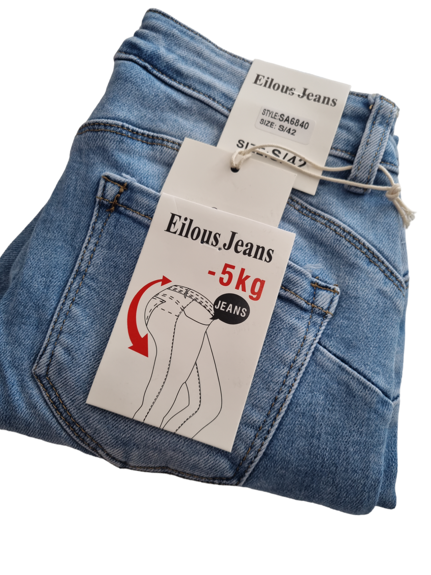 Jeans chiaro tanti strappi push up Effetto-5kg