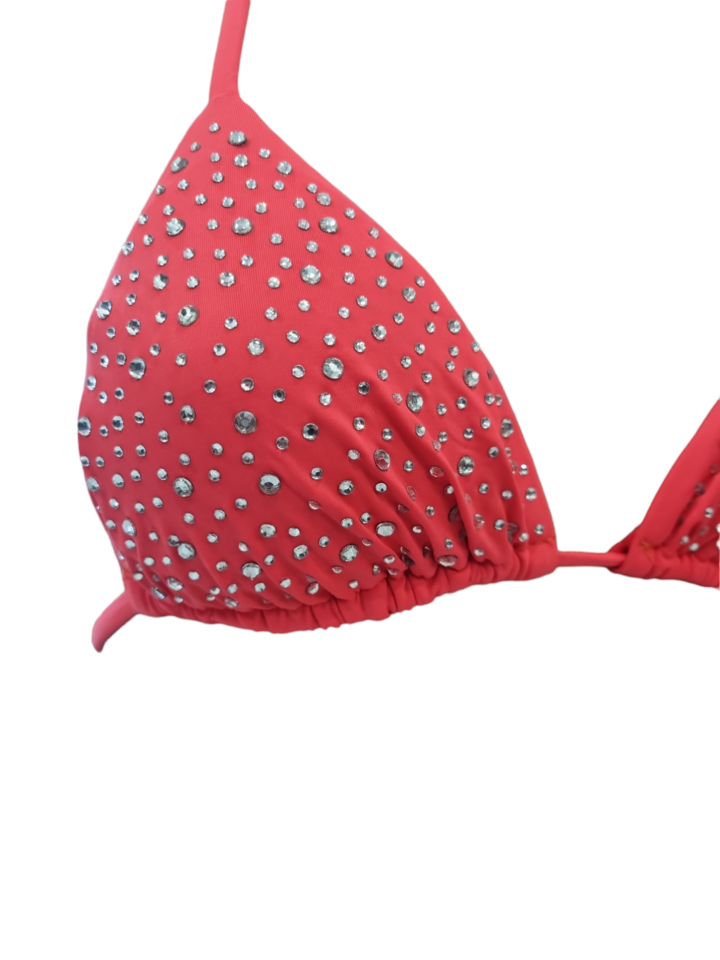 Costume Due pezzi bikini strass rosso corallo e fucsia