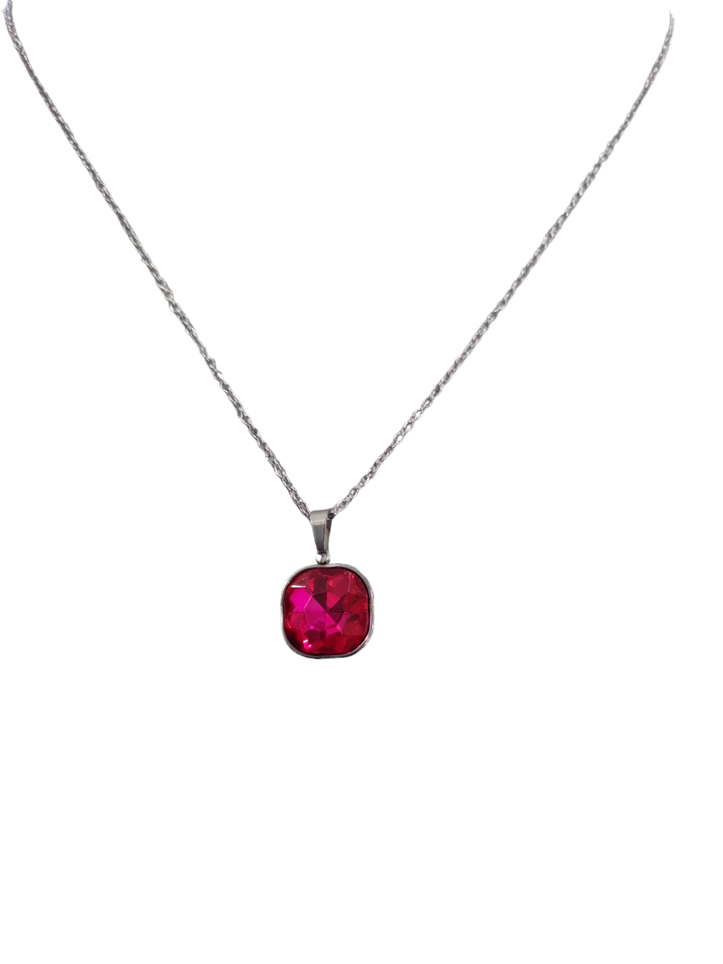 Collana economica in acciaio puntoluce  rosa fucsia blu grigio viola