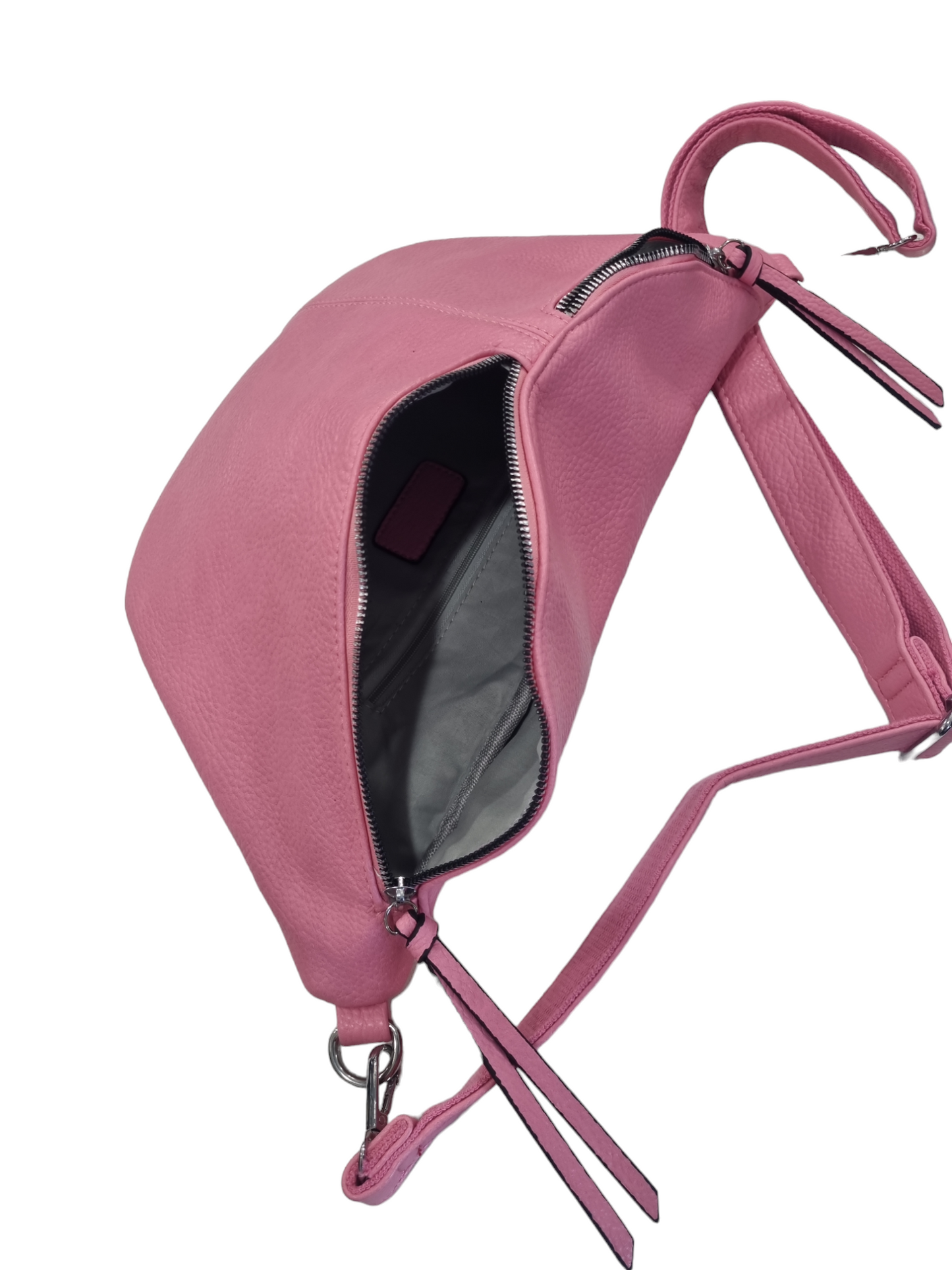 Marsupio grande ecopelle verde e rosa doppia zip