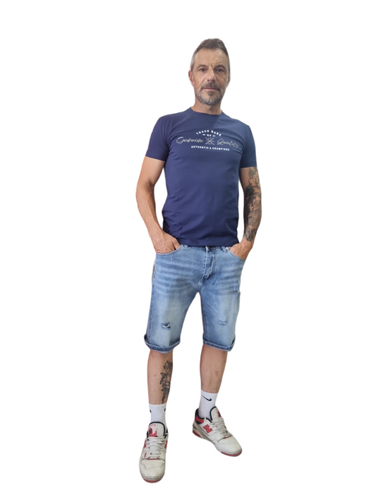 T-SHIRT uomo blu stampata